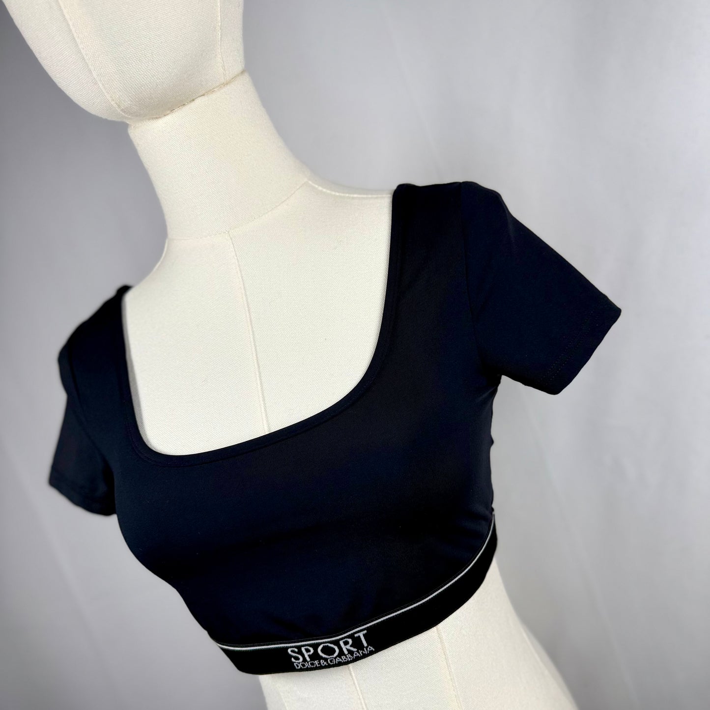 NEW! RARE Vintage Dolce & Gabbana Sport Black Short Sleeved Cropped Top