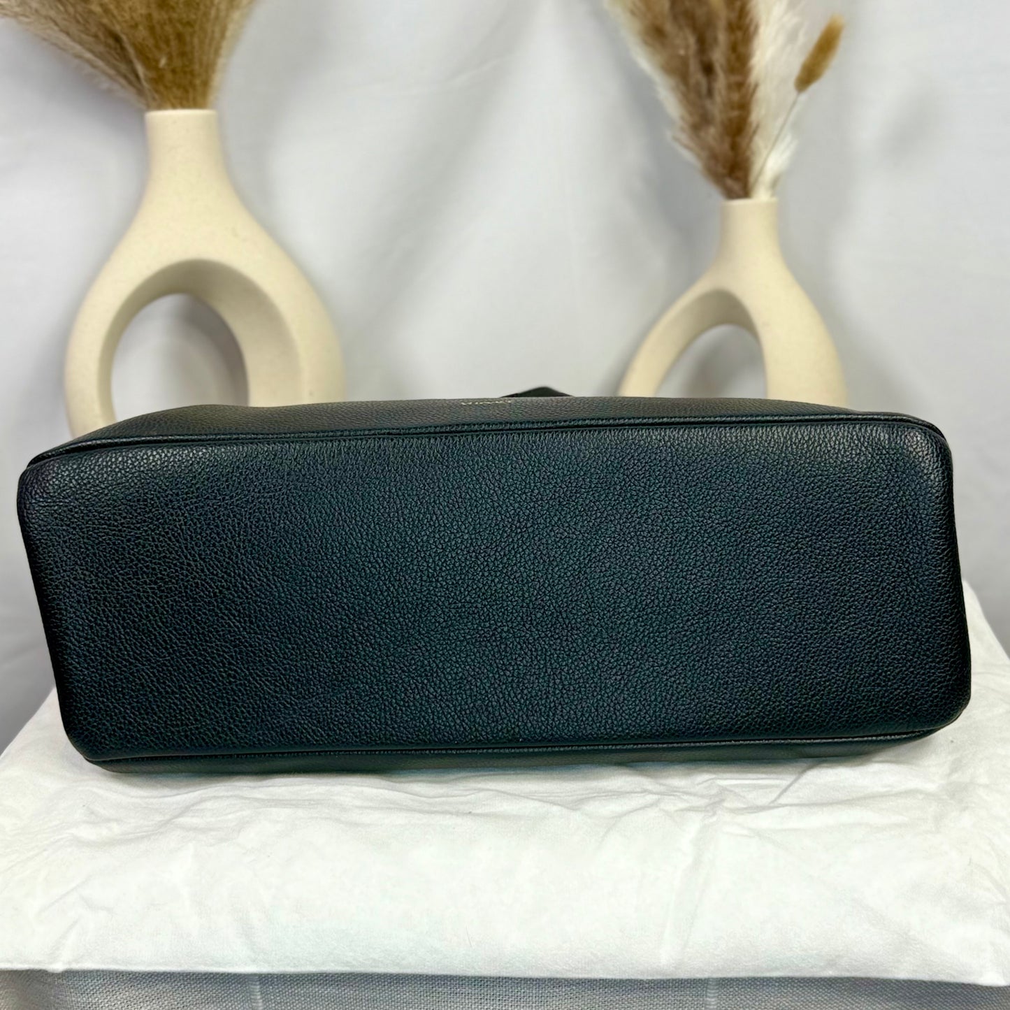 NEW!! VERSACE Black Grainy Calf Leather Virtus Tote Bag