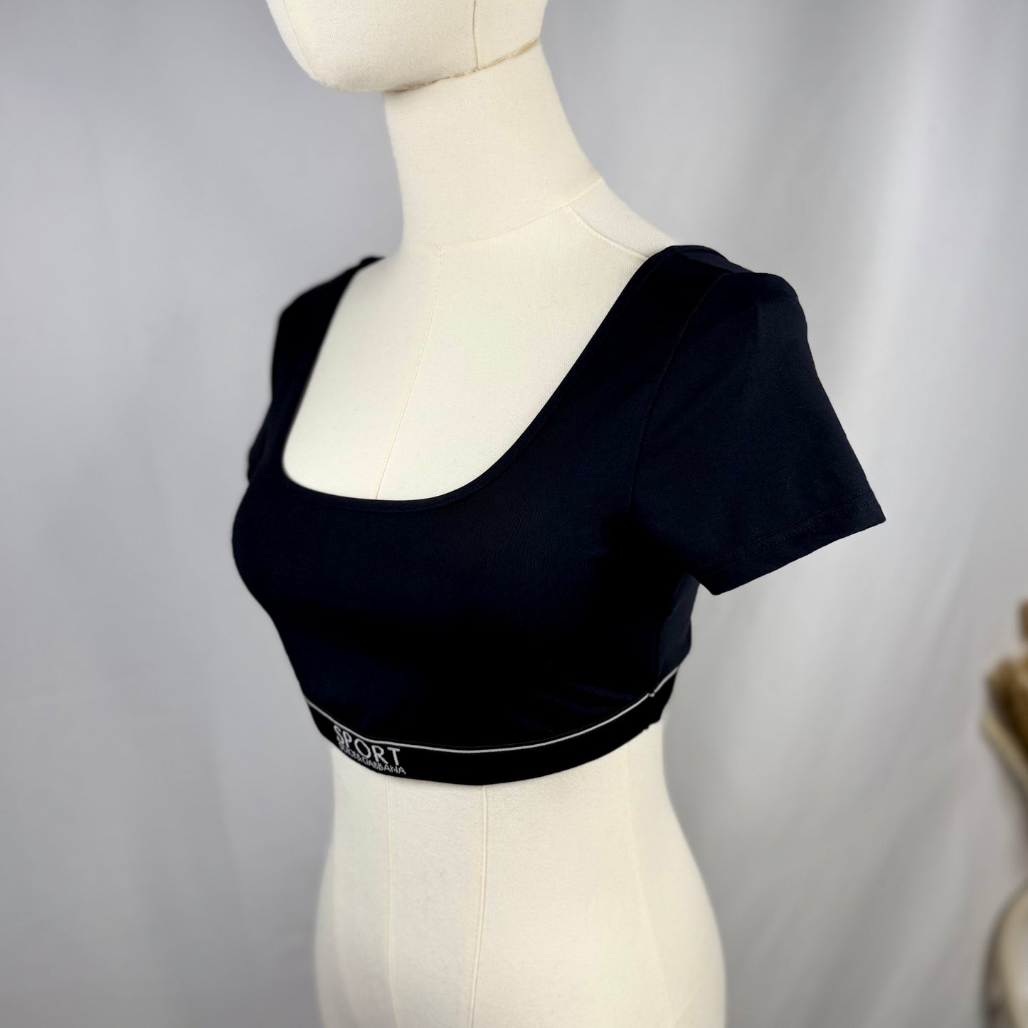 NEW! RARE Vintage Dolce & Gabbana Sport Black Short Sleeved Cropped Top