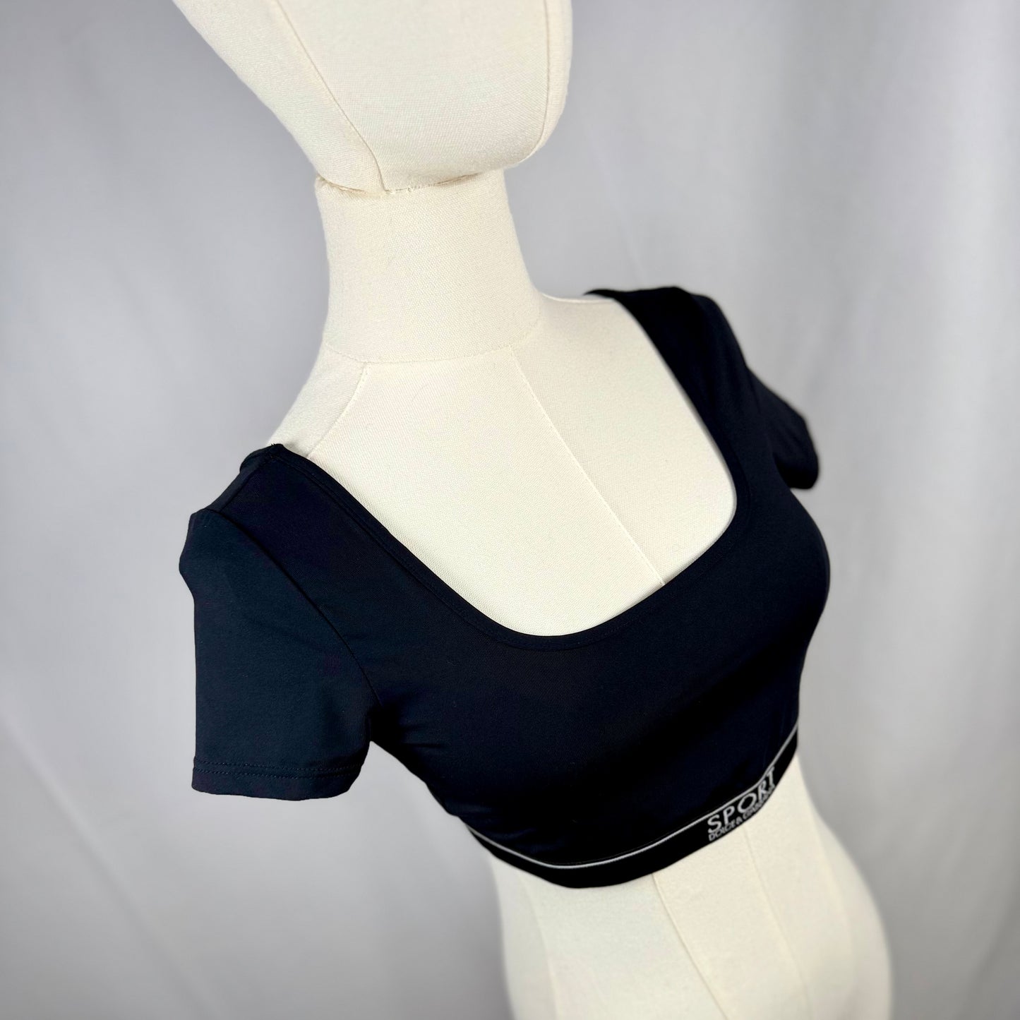 NEW! RARE Vintage Dolce & Gabbana Sport Black Short Sleeved Cropped Top