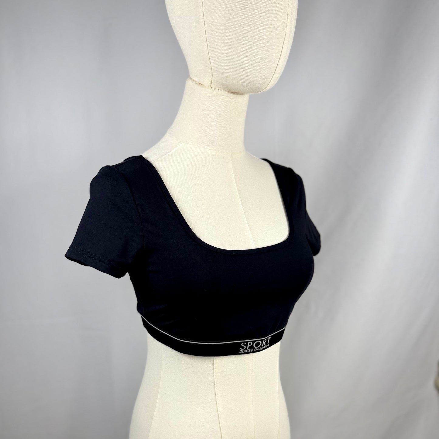 NEW! RARE Vintage Dolce & Gabbana Sport Black Short Sleeved Cropped Top