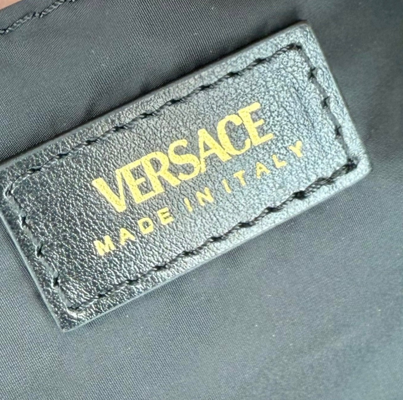 New Versace Deep Fuschia Nylon and Black Leather Drawstring Bucket Bag