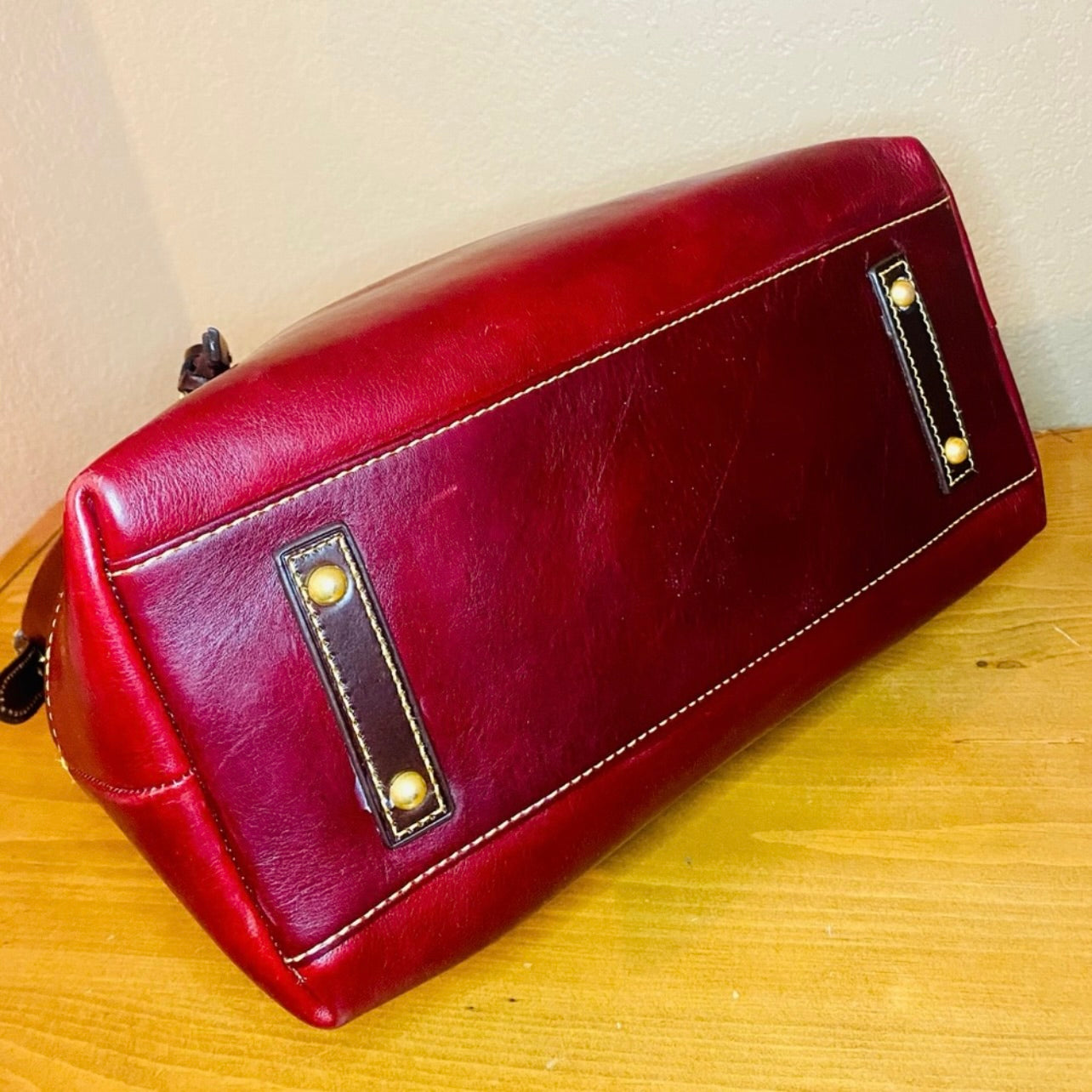 Rare Vintage Dooney & Bourke Large Deep Burgundy Leather Hobo Bag