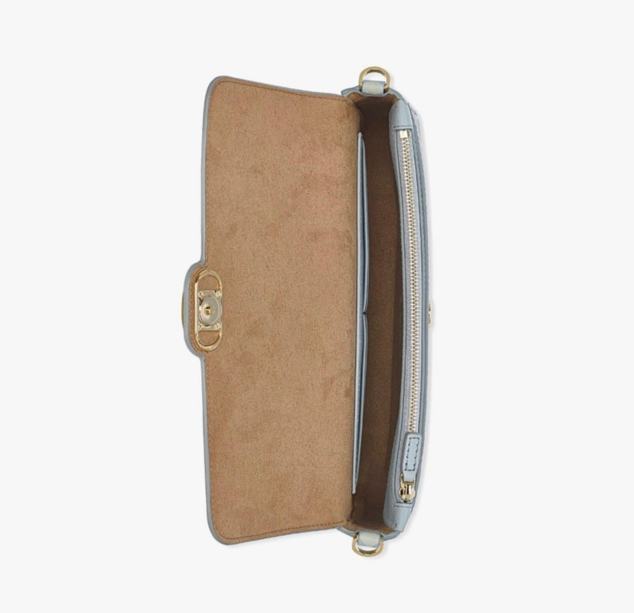 New MCM Misty Gray Mode Travia Logo Mixed Leather Shoulder Bag