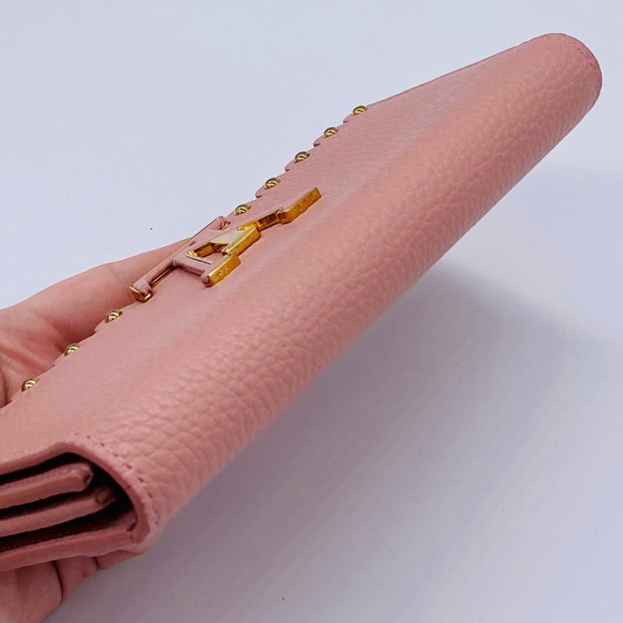 Louis Vuitton Pink Taurillon Leather Capucines Studded Wallet