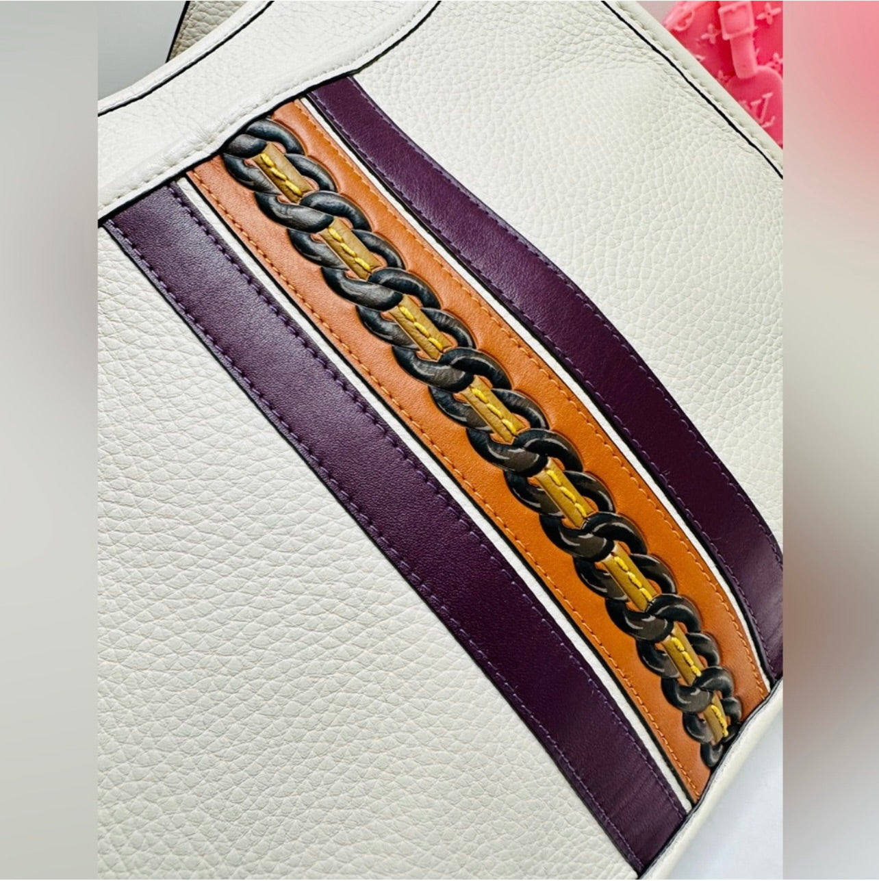Coach Chalk Glovetanned Pebble Leather Emery Varsity Strip Crossbody Bag