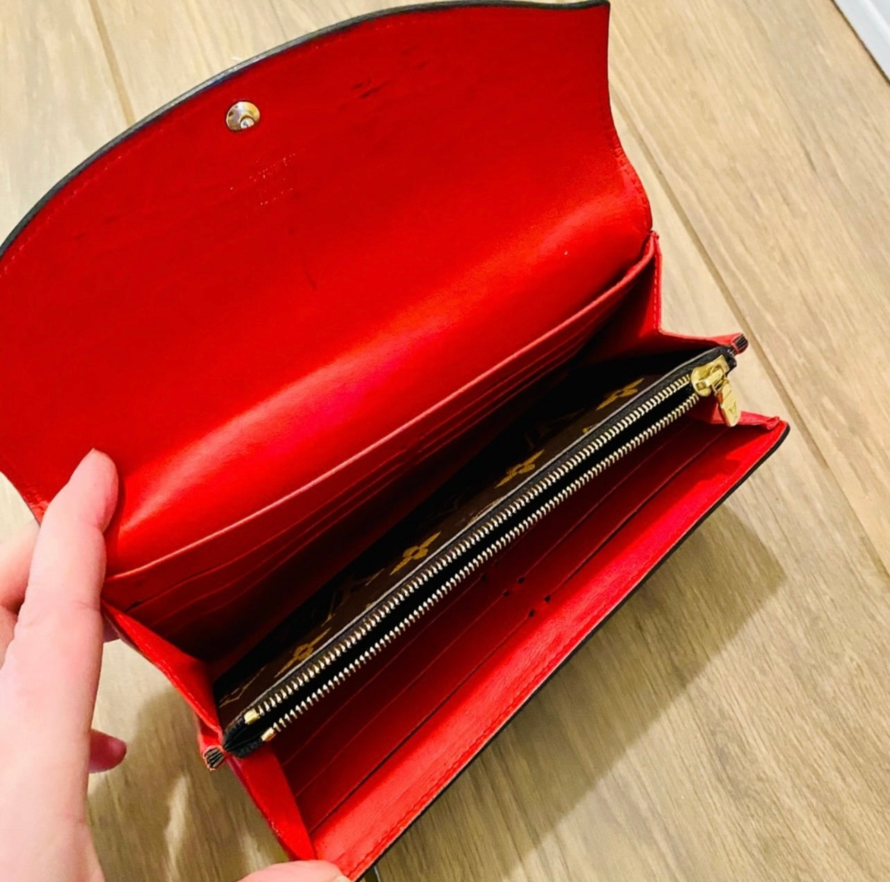 Louis Vuitton Marron Leather & Monogram Sarah Tuileries Wallet