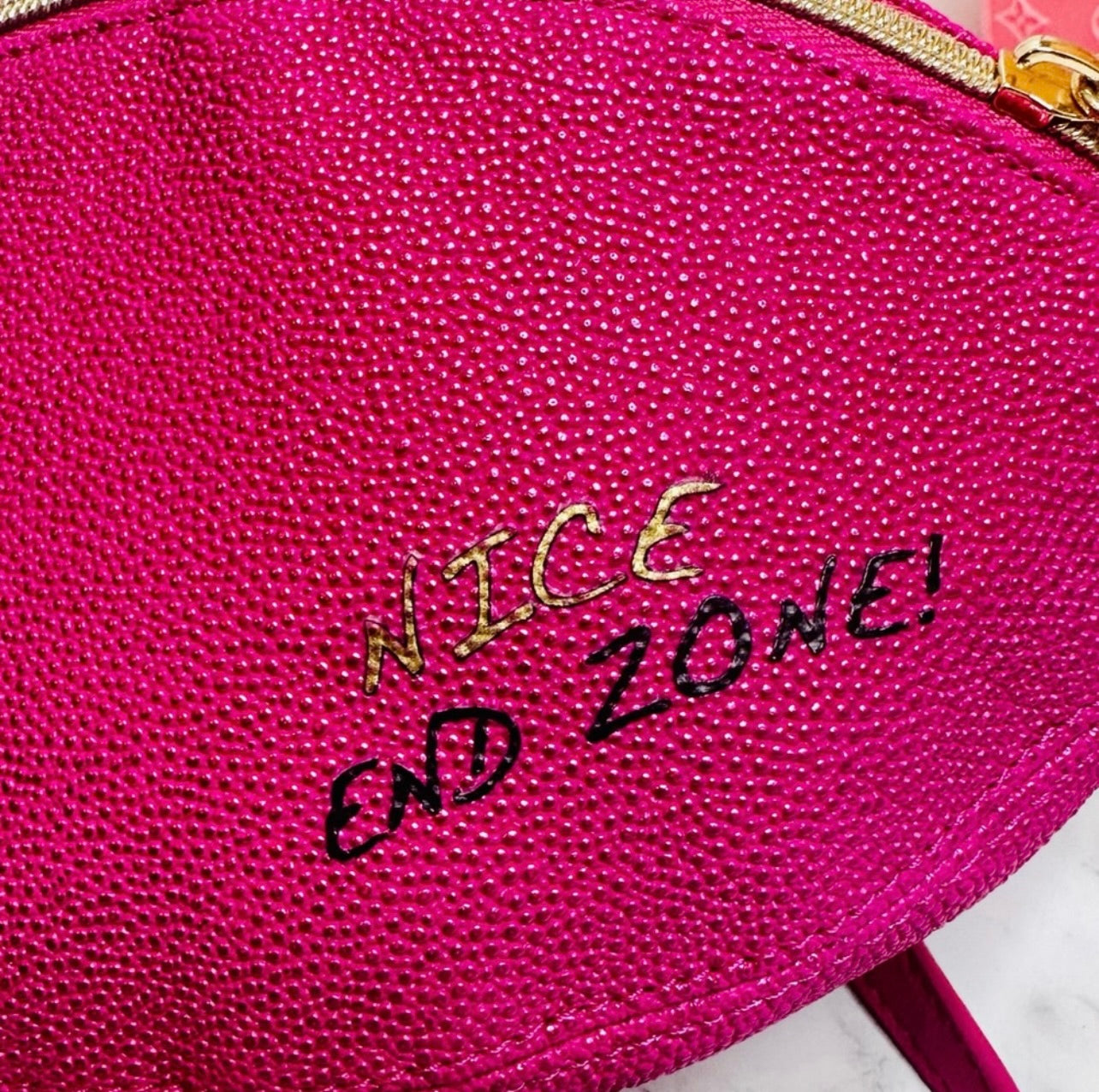 Betsey Johnson Metallic Pink Tackle Me Kitsch Football Crossbody Bag