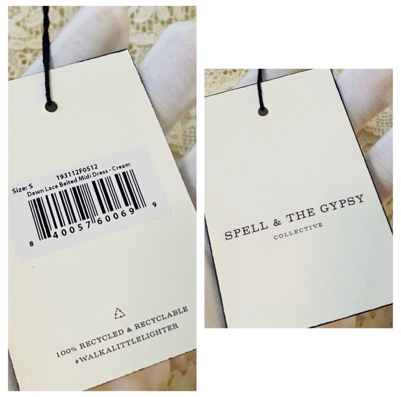 New Spell & the Gypsy Collective Cream Dawn Lace Belted Midi Dress