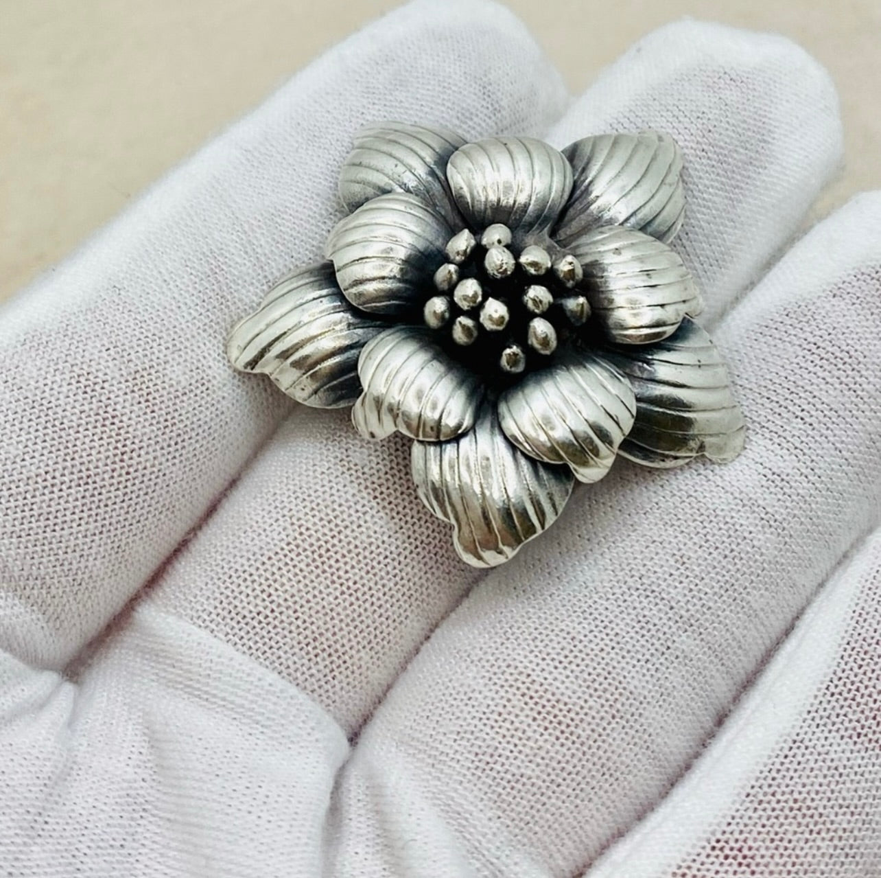 Vintage Oversized 925 Sterling Silver The Bloom Flower Design Adjustable Ring