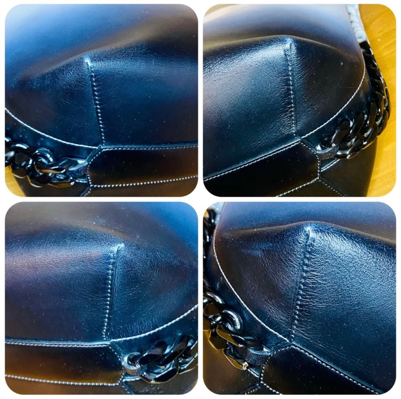 EUC Givenchy White & Black Calfskin Infinity Ombre Matte Chain Link Hobo Bag