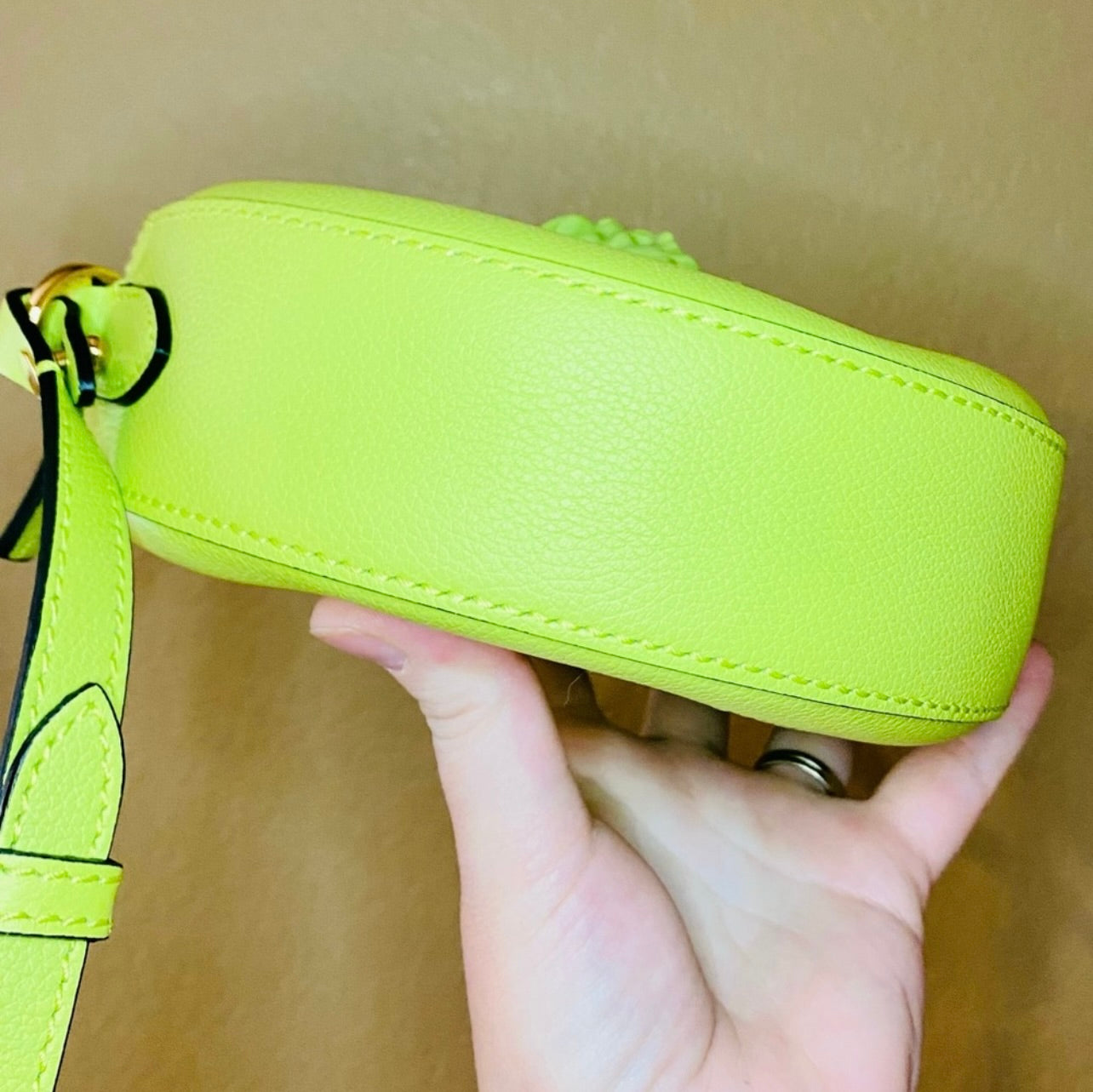 New Versace La Medusa Citron/Green Leather Disco Round Crossbody Bag