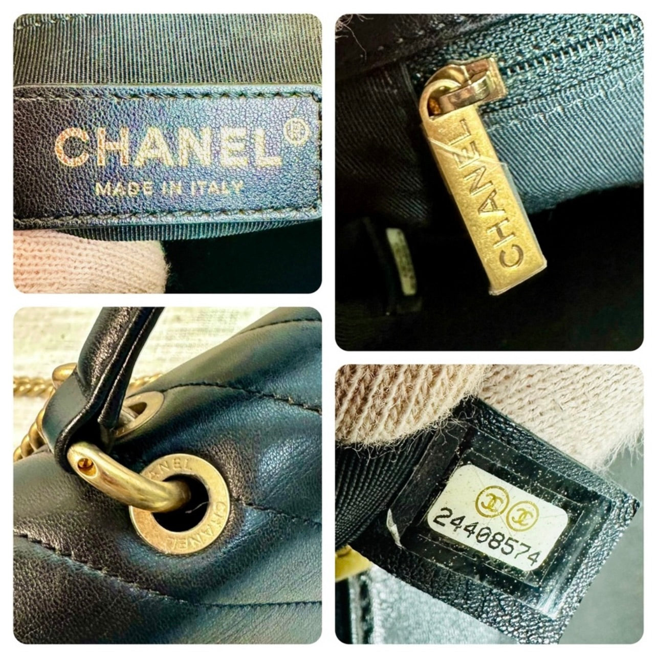 CHANEL 2Way Black Chevron Stitched Leather Top Handle Shoulder Bag