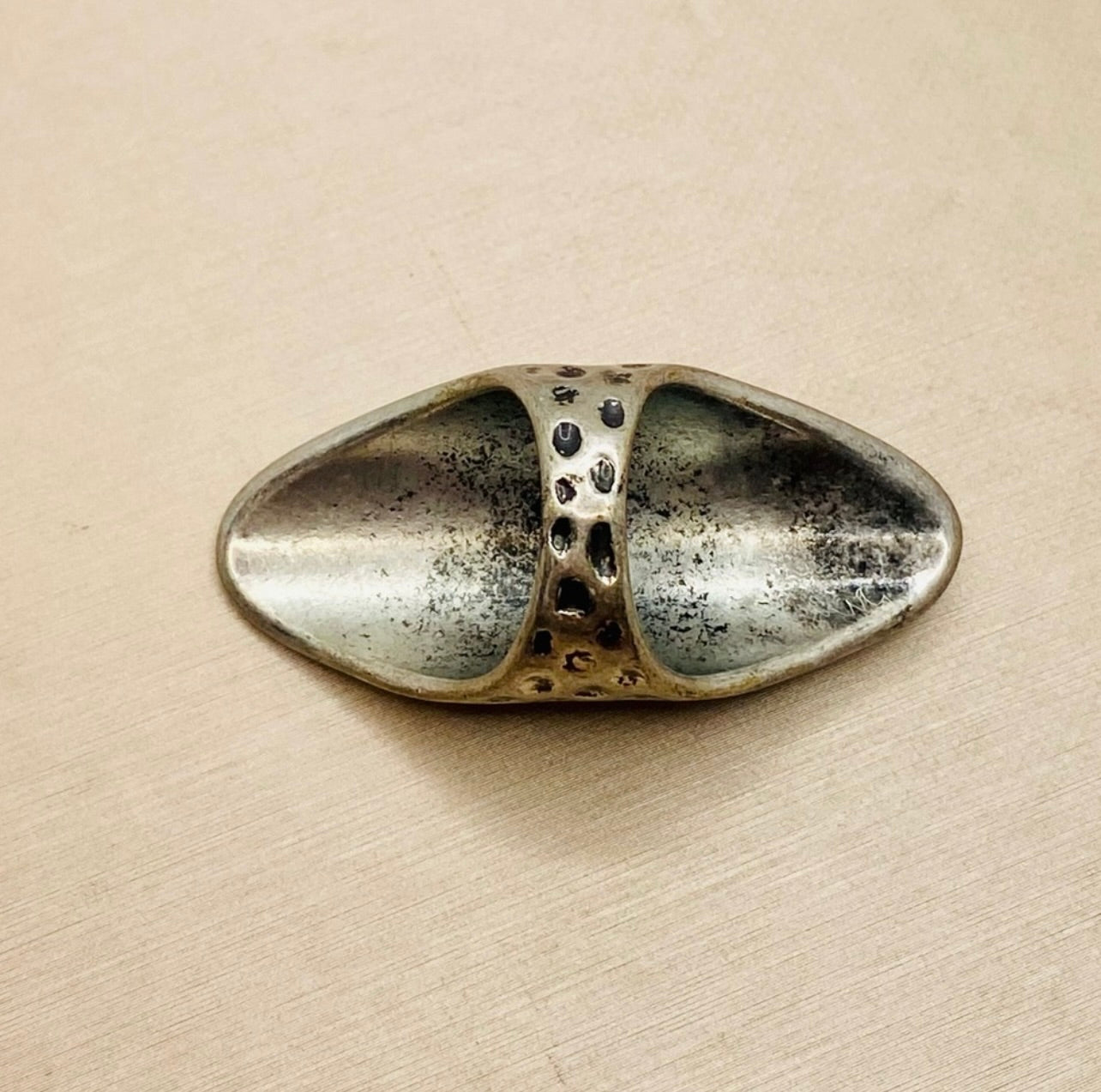 Vintage Handmade Texture Silver Long Armor Boho Statement Ring