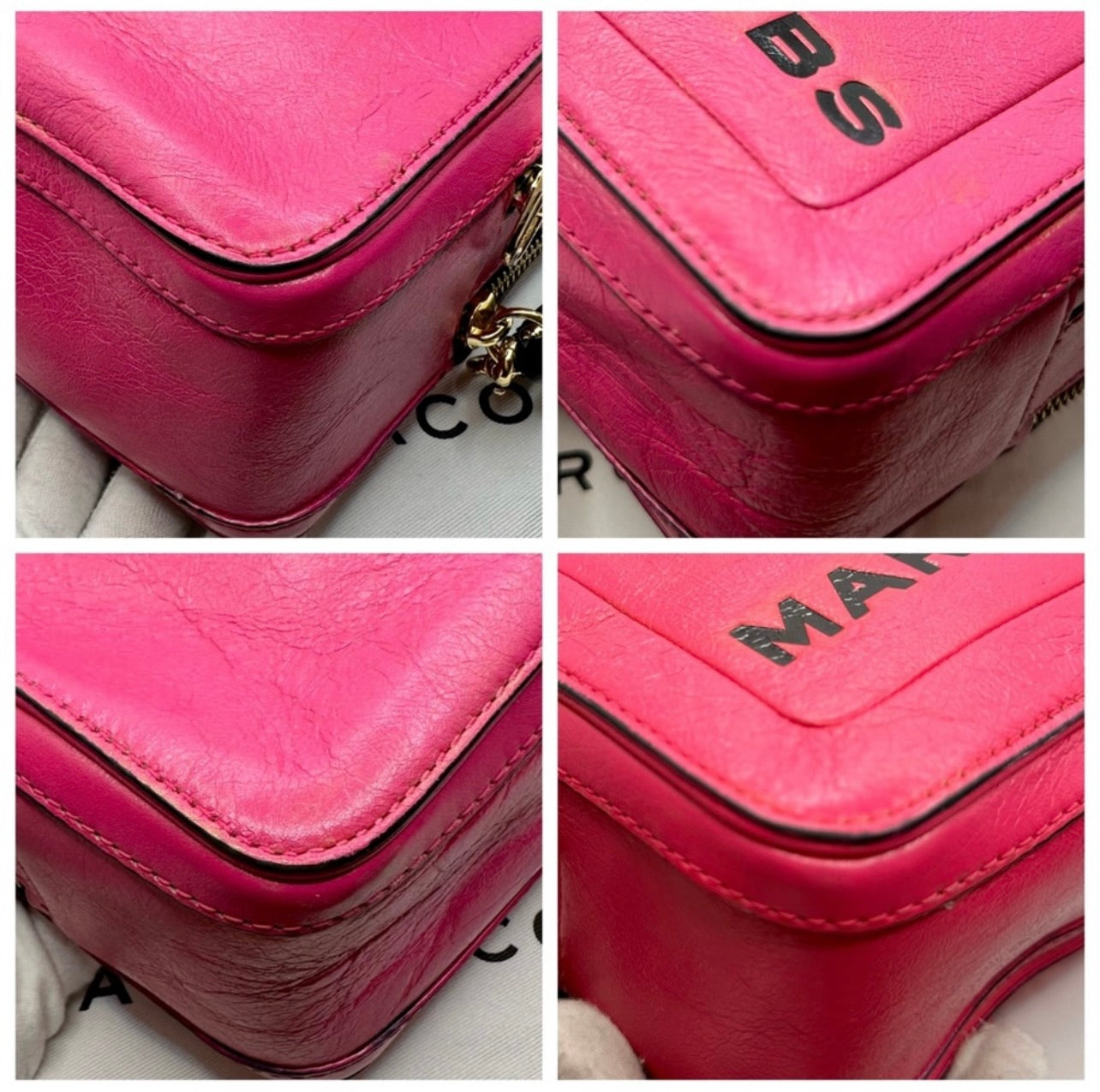 Marc Jacobs Hot Pink Distressed Leather The Box 23 Crossbody Bag