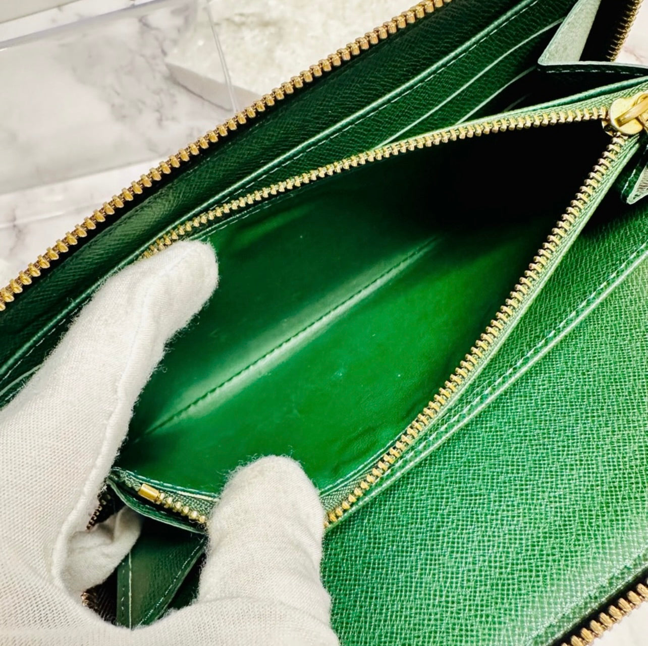 Louis Vuitton Monogram Groom Zippy Organizer Wallet Alpine Green