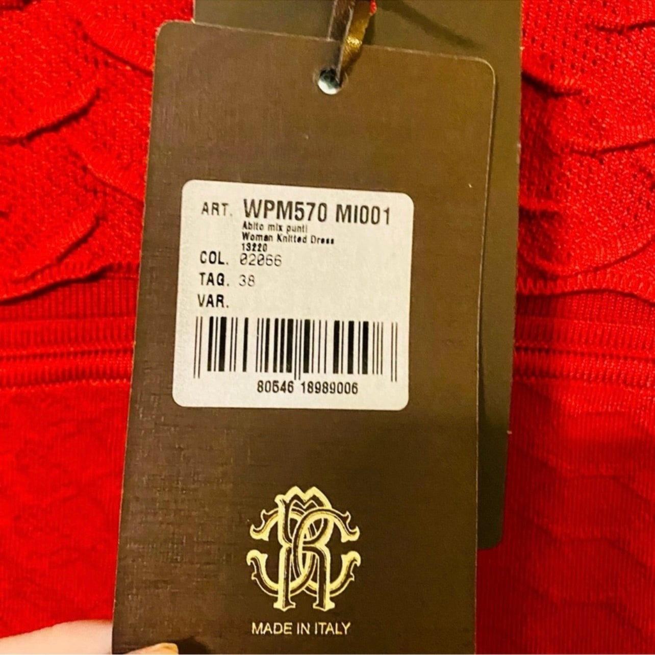 New Roberto Cavalli Red Jacquard Knitted Sleeveless Bodycon Mini Dress