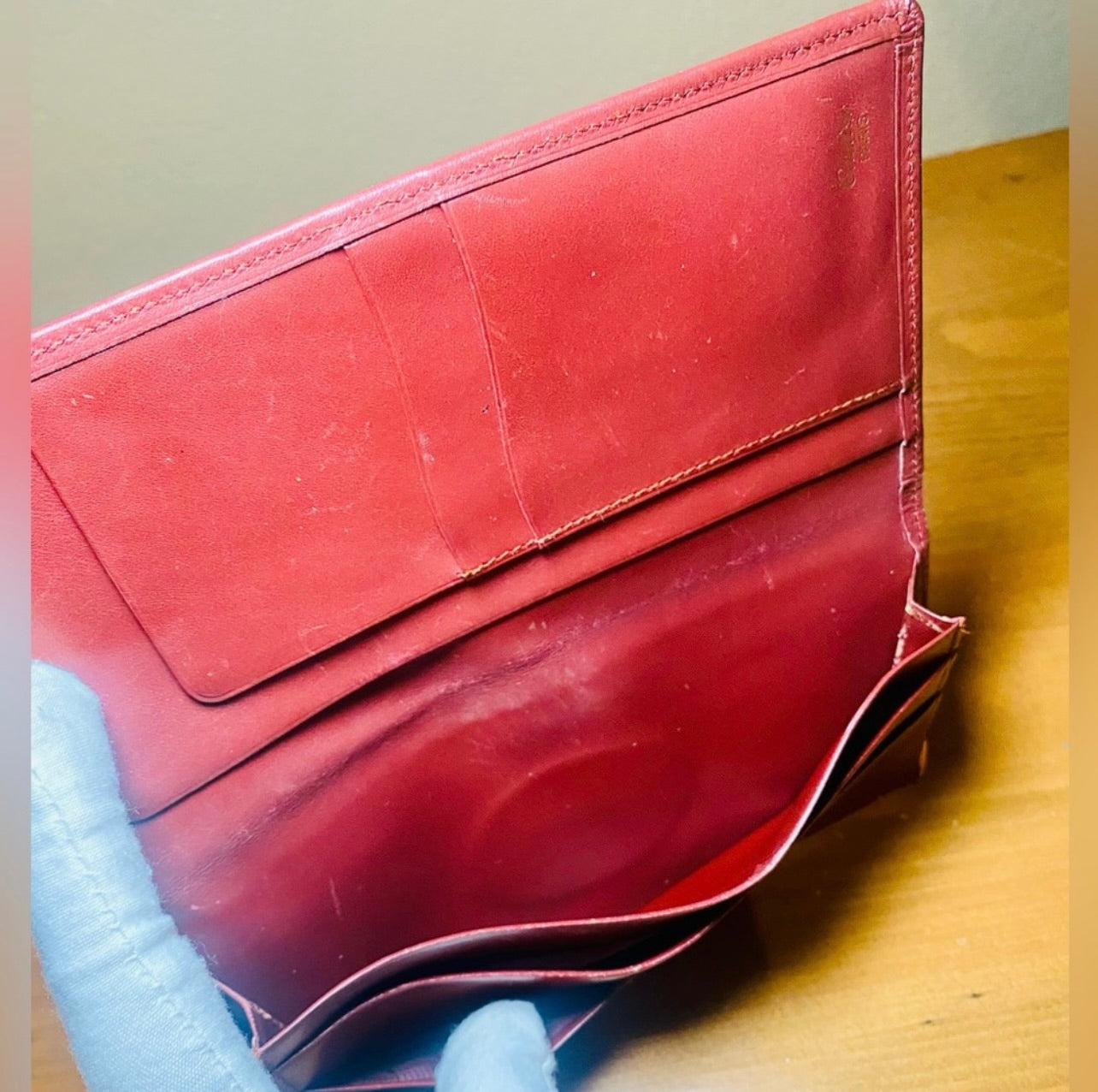 Unisex Must De Cartier Vintage Bordeaux Leather Long Bifold Wallet