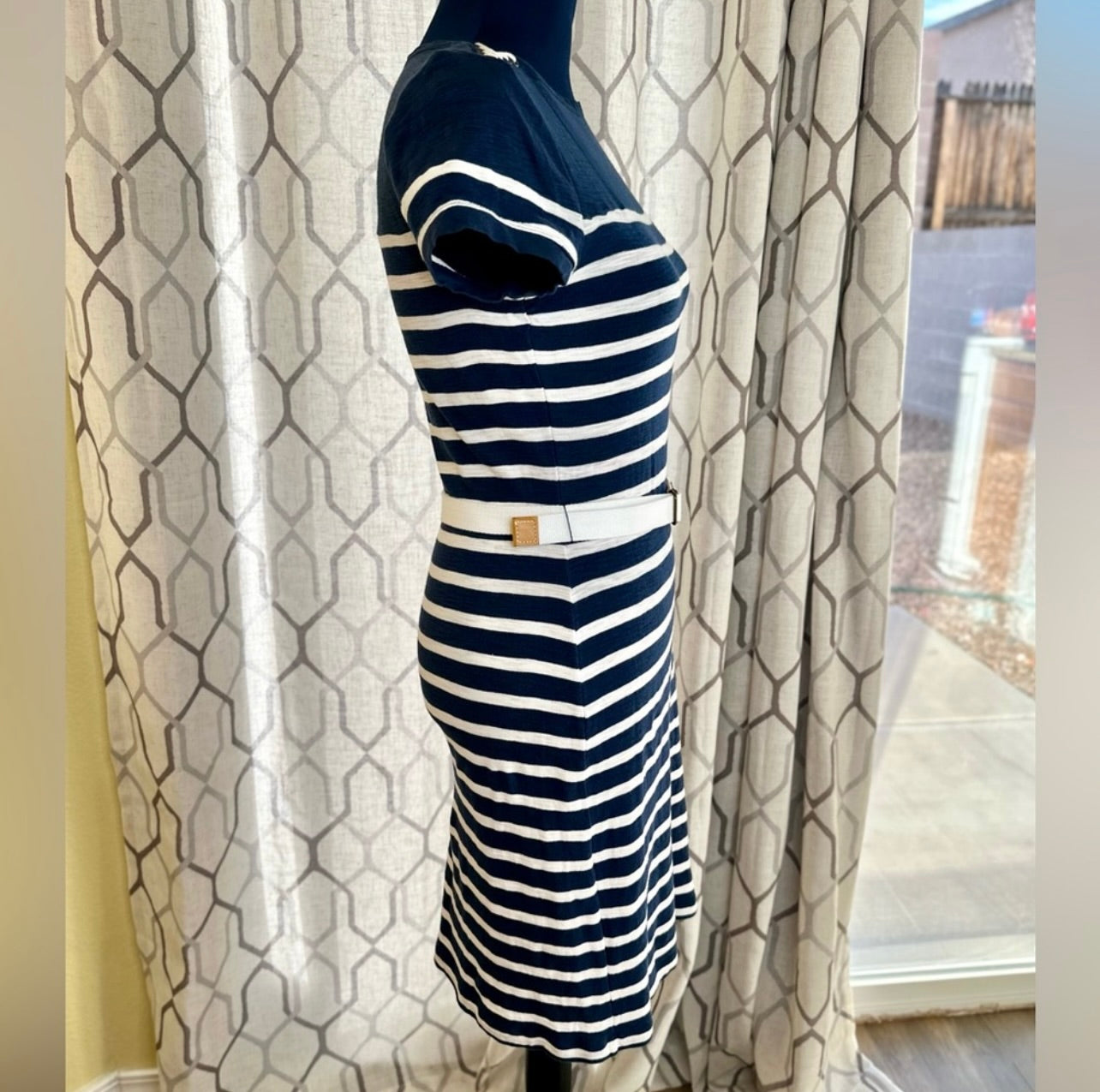 LRL Lauren Jeans Co. Ralph Lauren Nautical Navy Blue & White Striped Sailing Dress