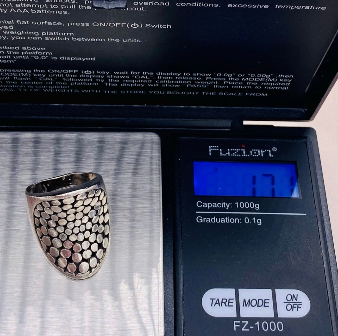 Handmade Sterling Silver Wide Cobbled Bali Ring