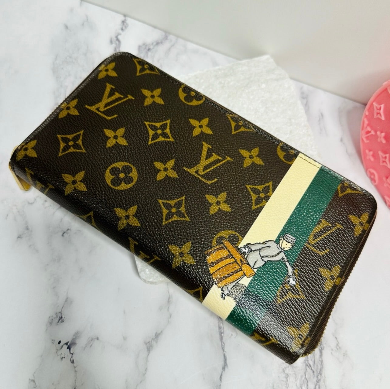 Louis Vuitton Monogram Groom Zippy Organizer Wallet Alpine Green