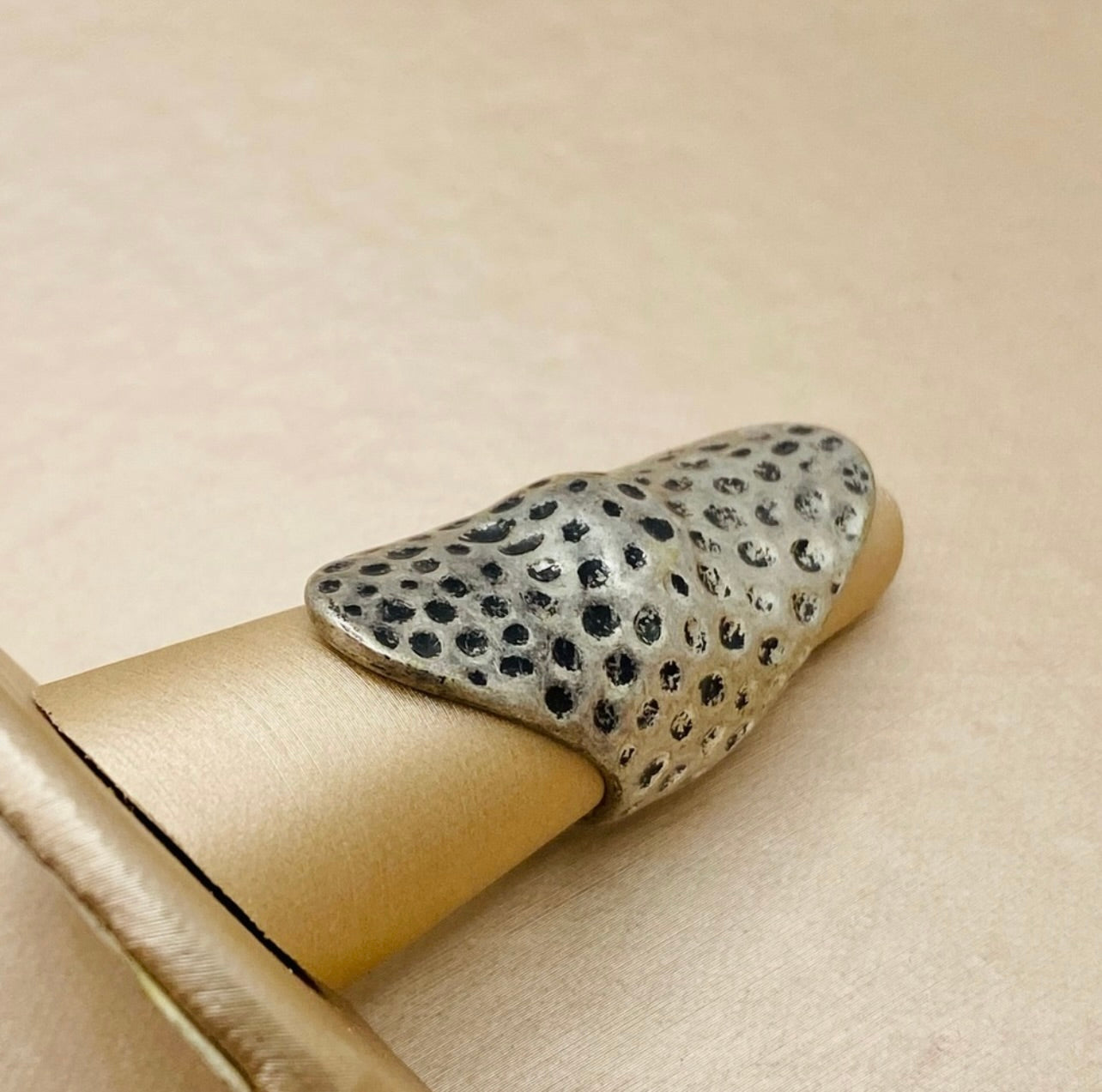 Vintage Handmade Texture Silver Long Armor Boho Statement Ring
