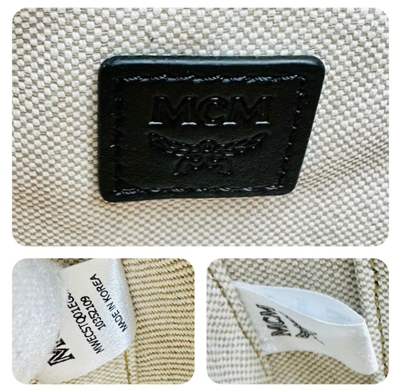 New MCM Small Gray Vintage Monogram Jacquard Studded Tracy Satchel Bag