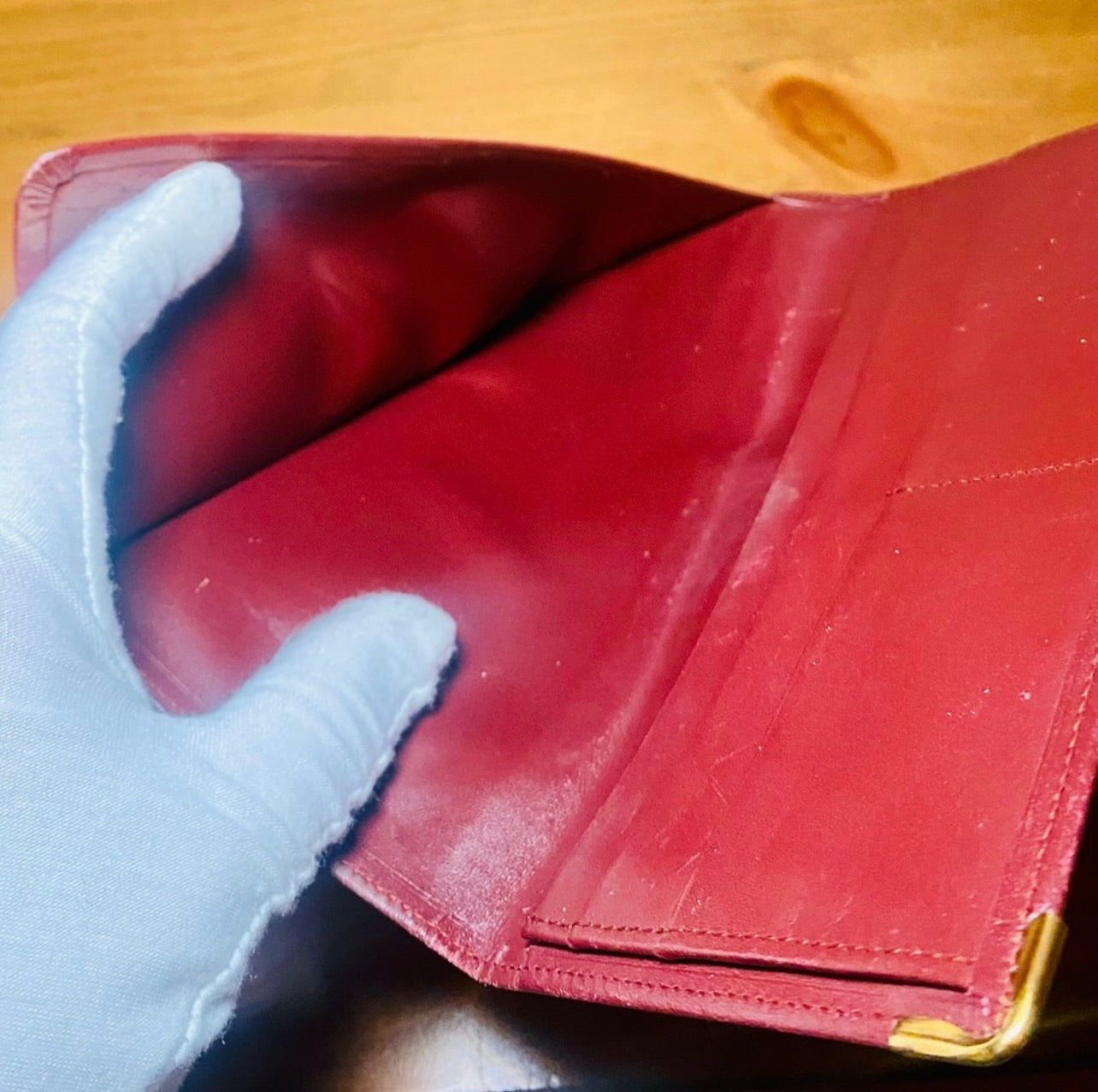 Unisex Must De Cartier Vintage Bordeaux Leather Long Bifold Wallet