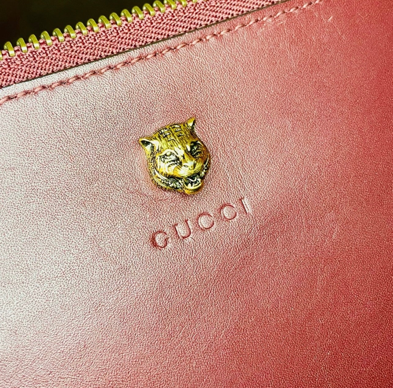 Rare GUCCI Tiger Animalier Bordeaux Leather Oversized Wristlet Clutch