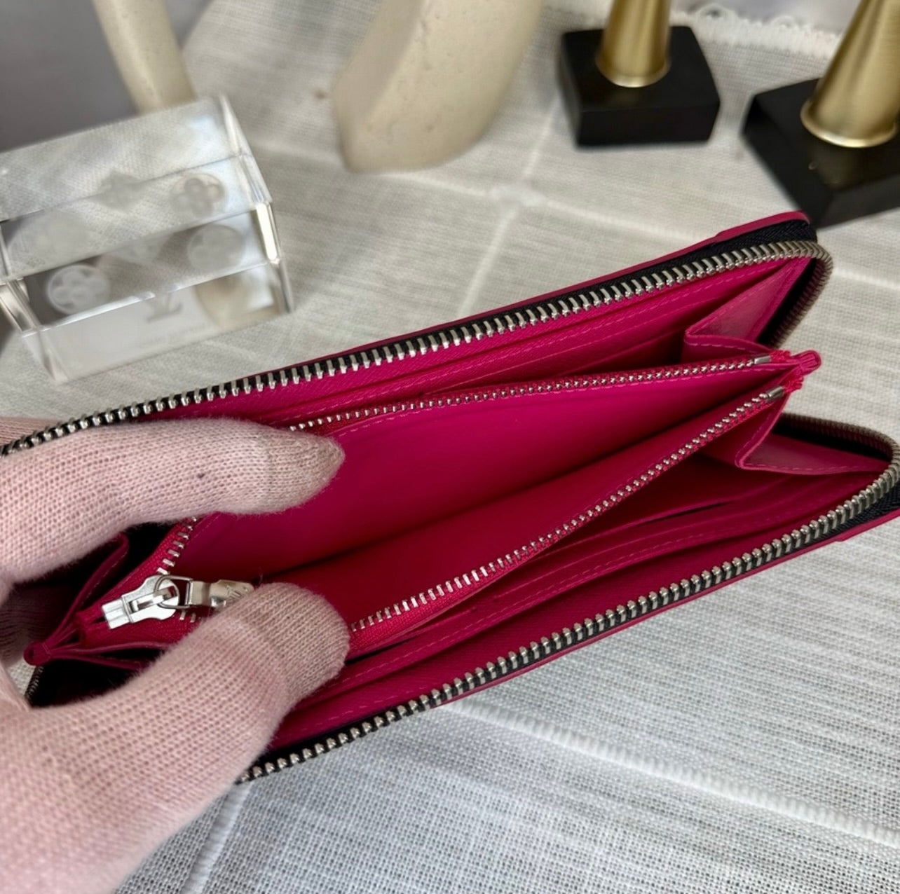 Louis Vuitton Black Epi Leather Blooming Corners Clemence Wallet