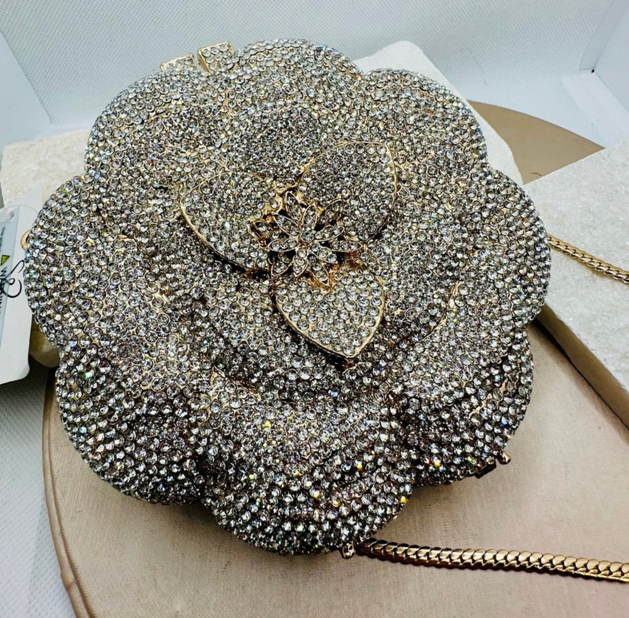 New Windsor Divine Luxury Rhinestone Rose Minaudiere Bag