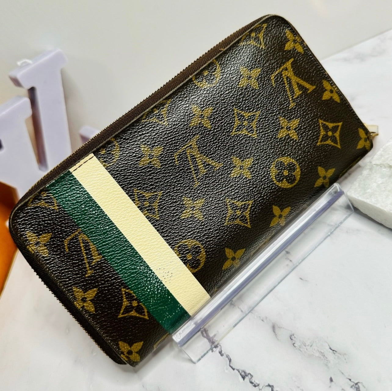 Louis Vuitton Monogram Groom Zippy Organizer Wallet Alpine Green