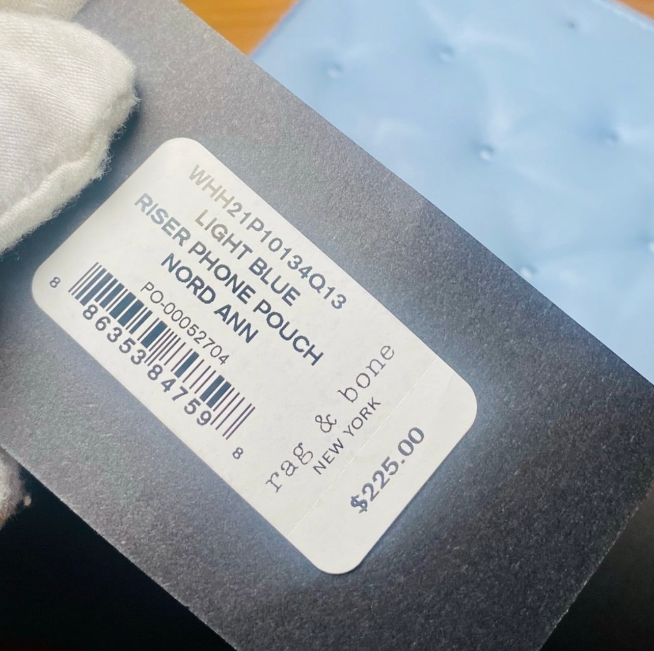 New Rag & Bone Riser Light Blue Leather Crossbody Phone Pouch