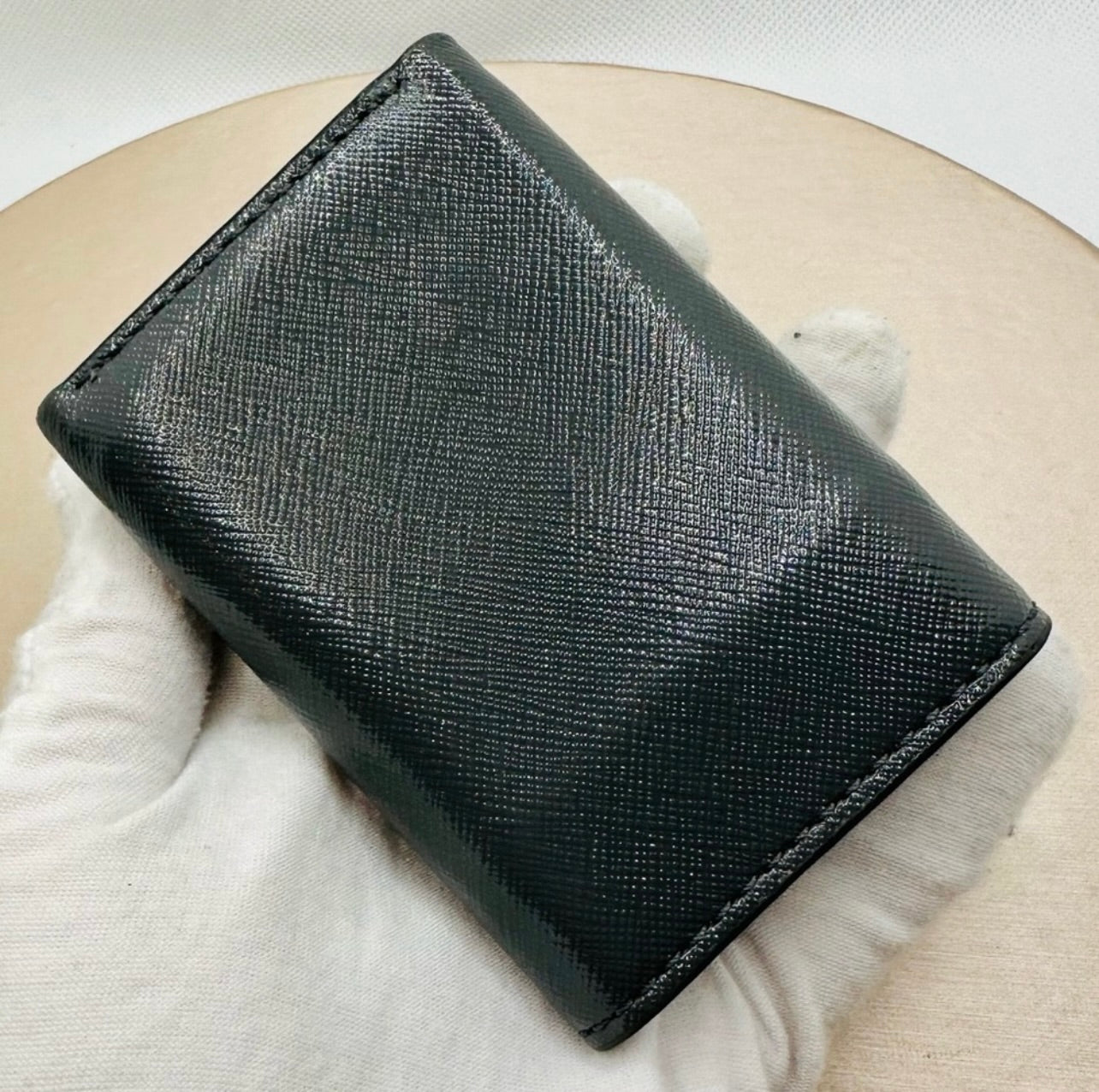 Marc Jacobs Black/Gray/Ivory Leather The Snapshot Mini Tri-Fold Wallet