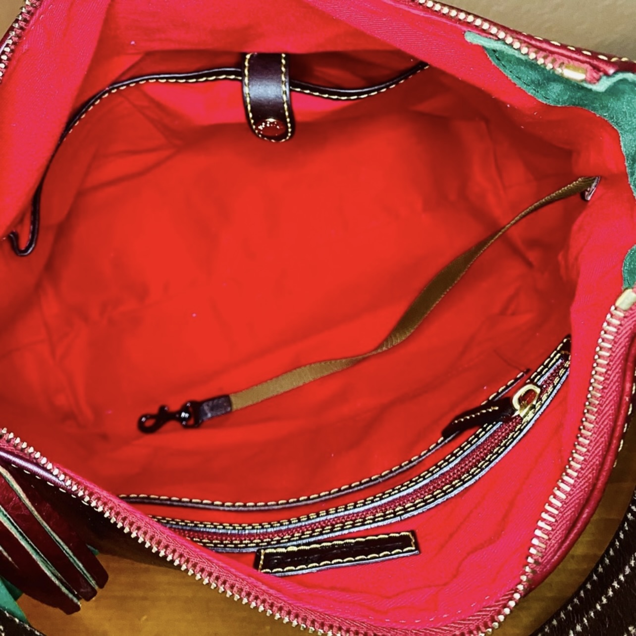 Rare Vintage Dooney & Bourke Large Deep Burgundy Leather Hobo Bag