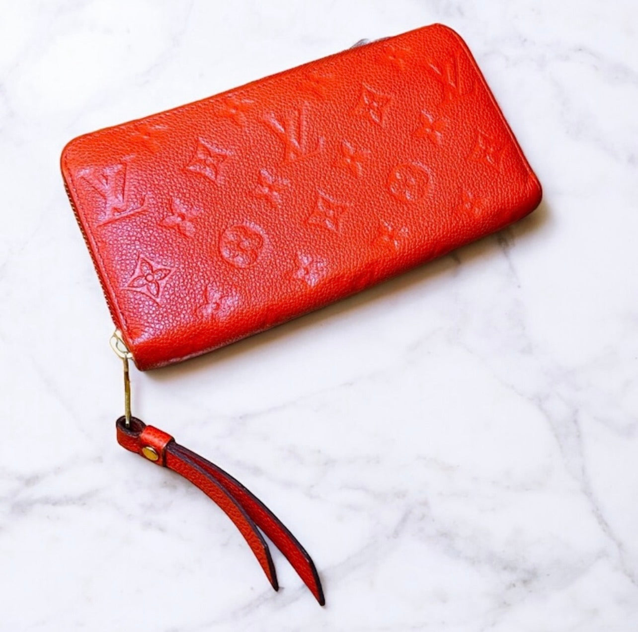 Louis Vuitton Red Poppy Supple Monogram Empreinte Leather Zippy Wallet