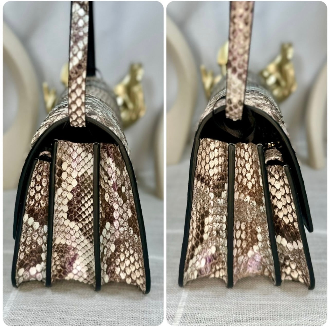 New Versace Genuine Iridescent Python & Leather Medusa Head Crossbody Bag