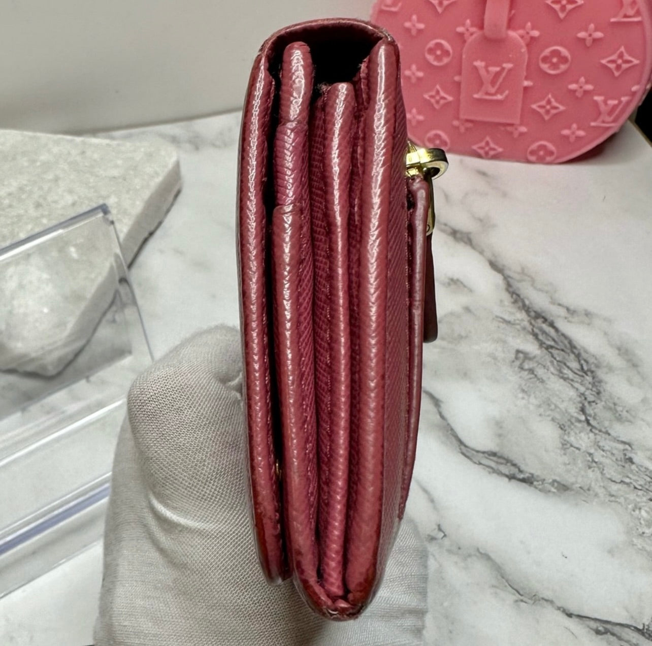 Prada Large Rose Bruyère Saffiano Leather Wallet