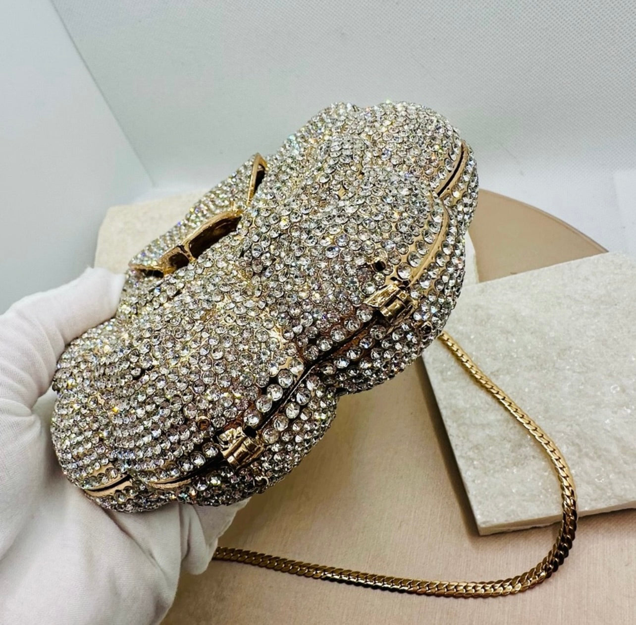 New Windsor Divine Luxury Rhinestone Rose Minaudiere Bag