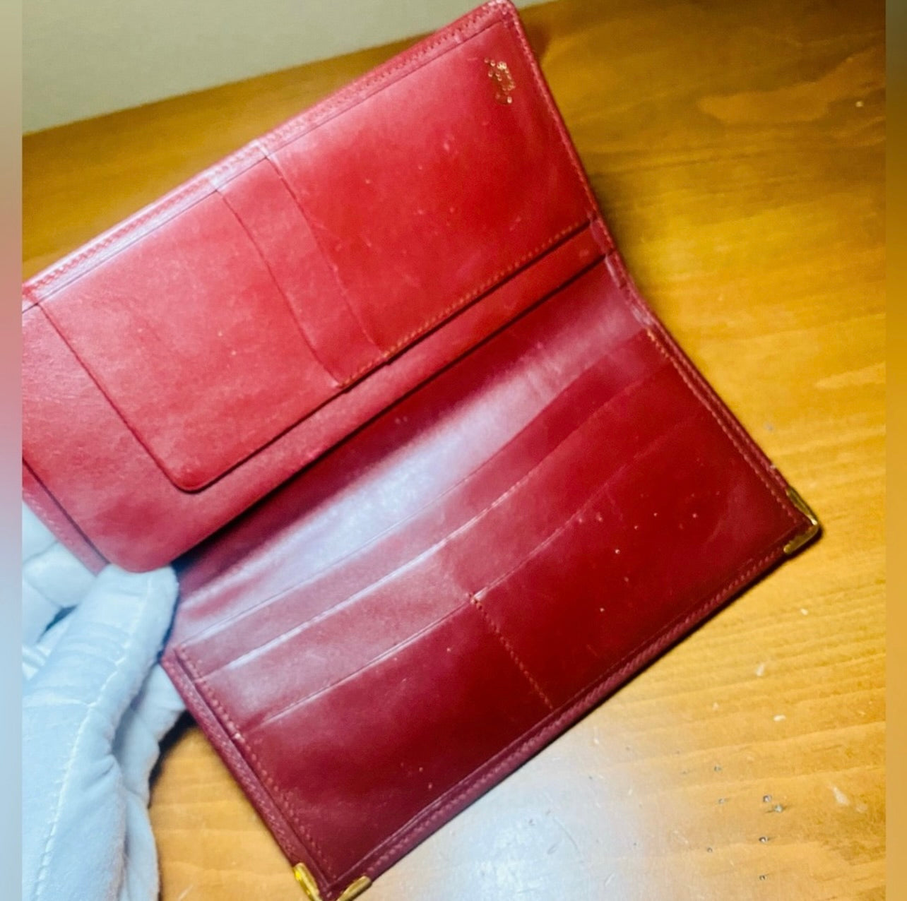 Unisex Must De Cartier Vintage Bordeaux Leather Long Bifold Wallet