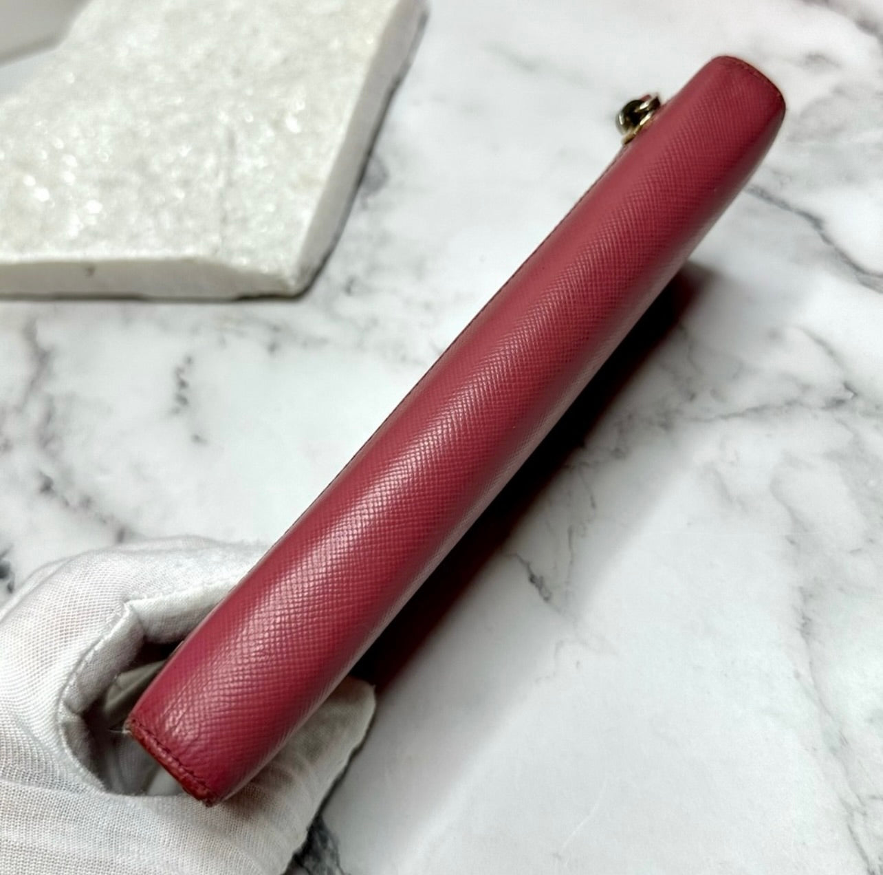 Prada Large Rose Bruyère Saffiano Leather Wallet