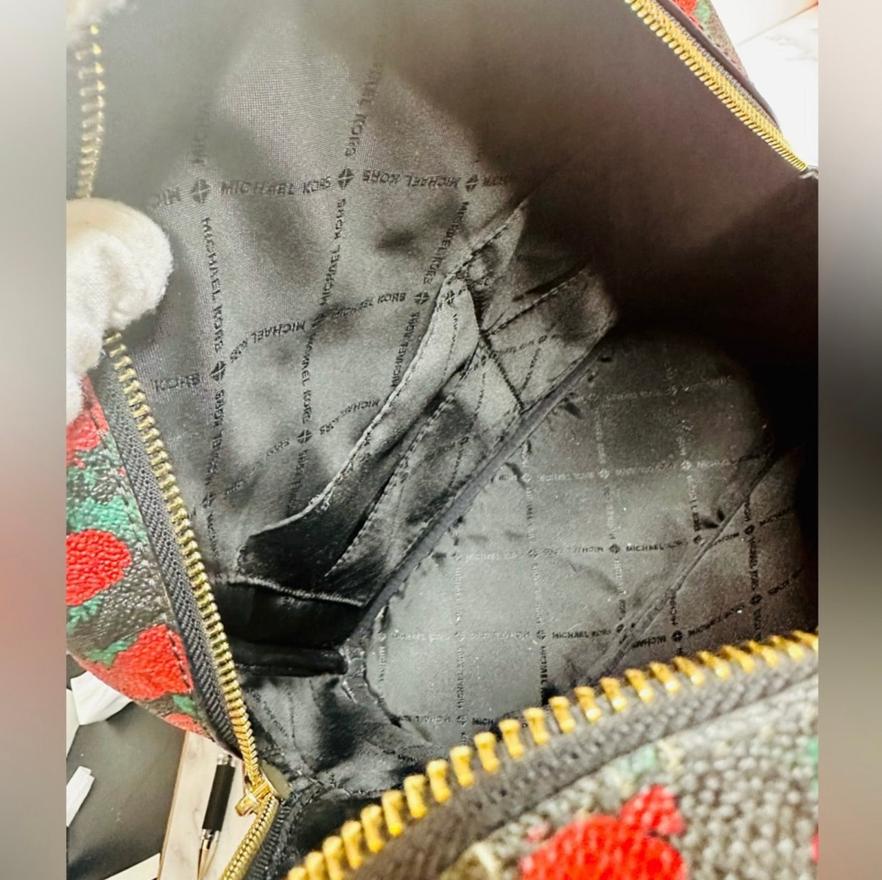 Michael Kors Abbey Medium MK Logo & Floral Print Backpack