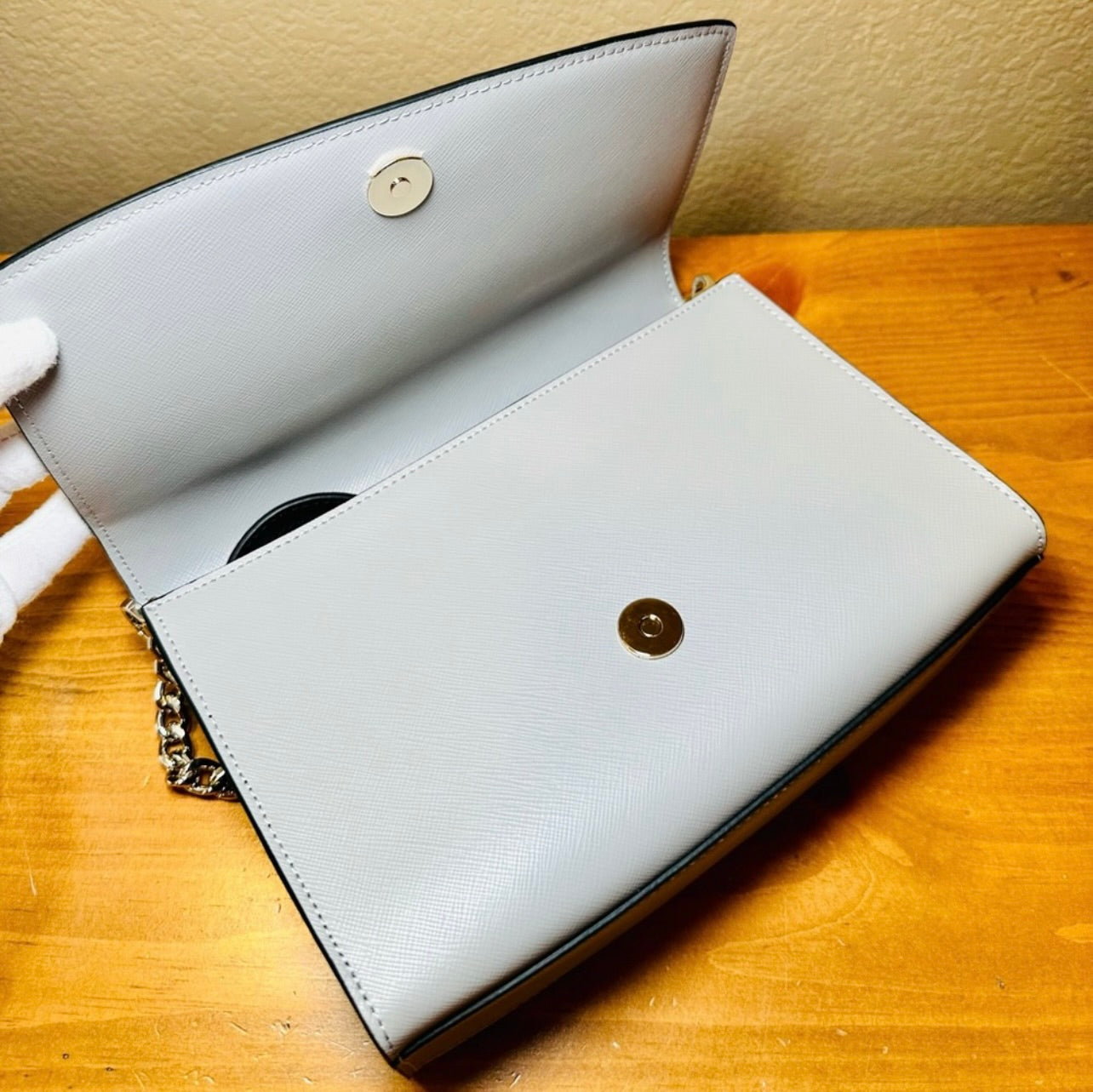 New Kate Spade Carson Nimbus Grey Colorblock Saffiano Leather Convertible Crossbody
