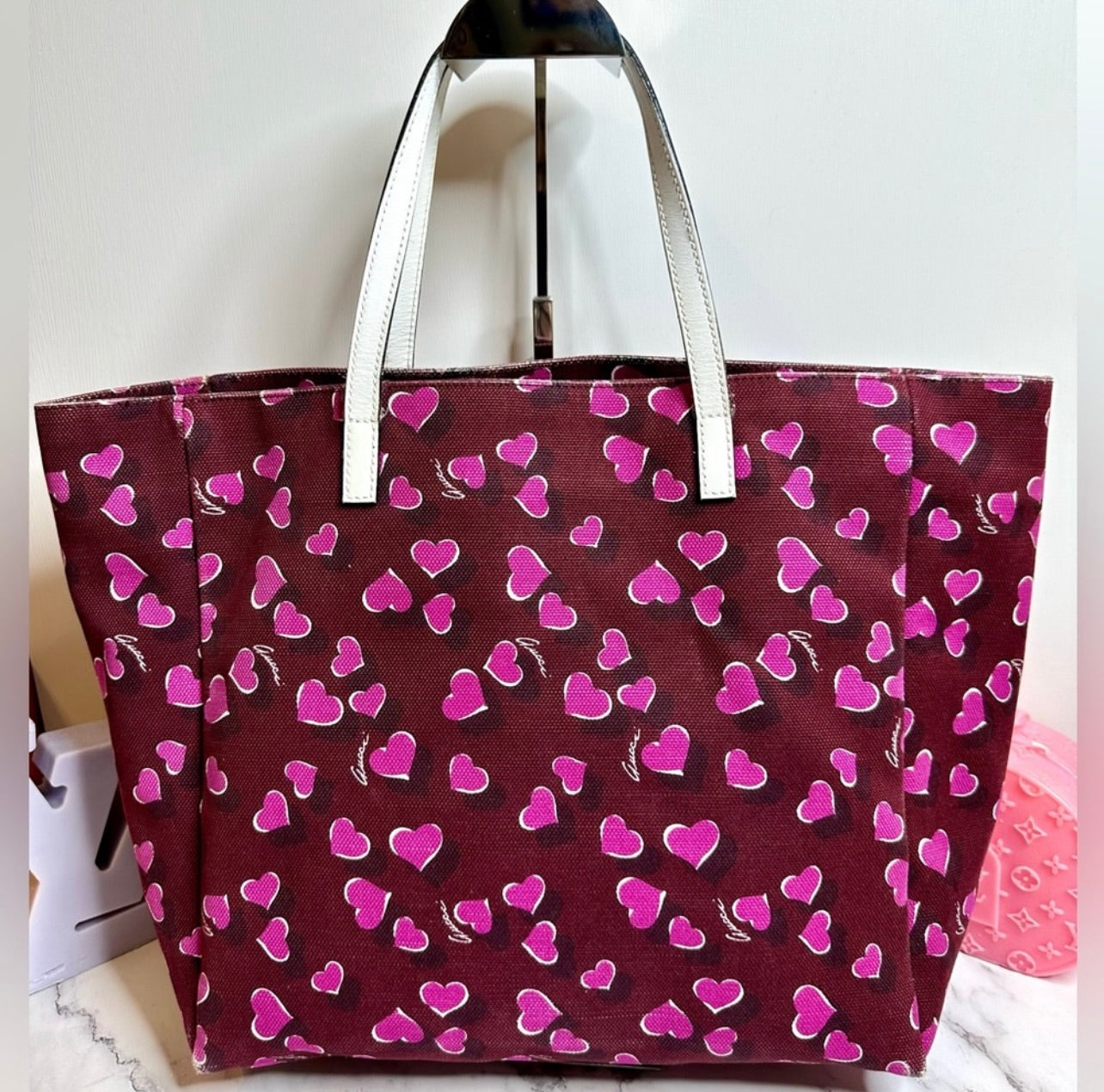 Limited Edition GUCCI Heartbeat Print Canvas Tote Bag