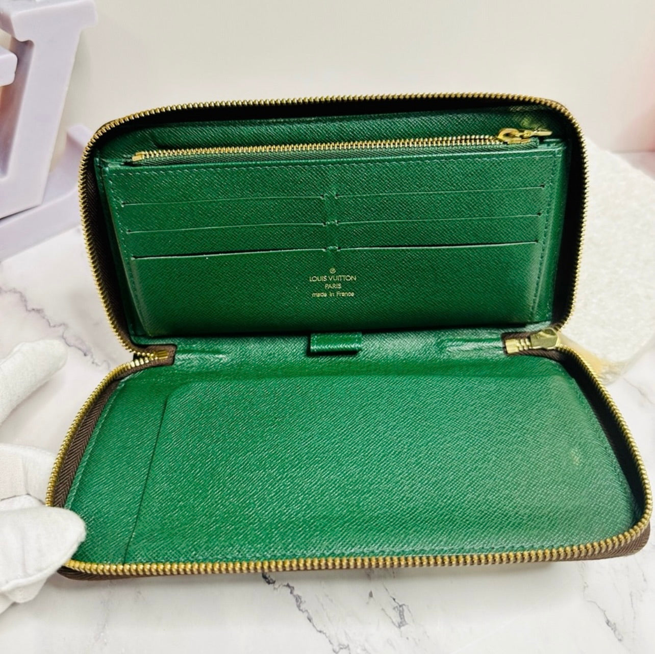 Louis Vuitton Monogram Groom Zippy Organizer Wallet Alpine Green
