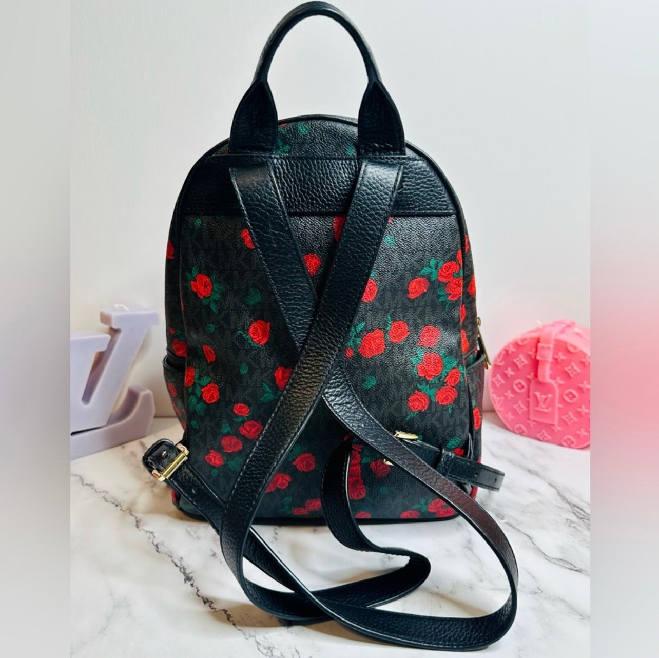 Michael Kors Abbey Medium MK Logo & Floral Print Backpack