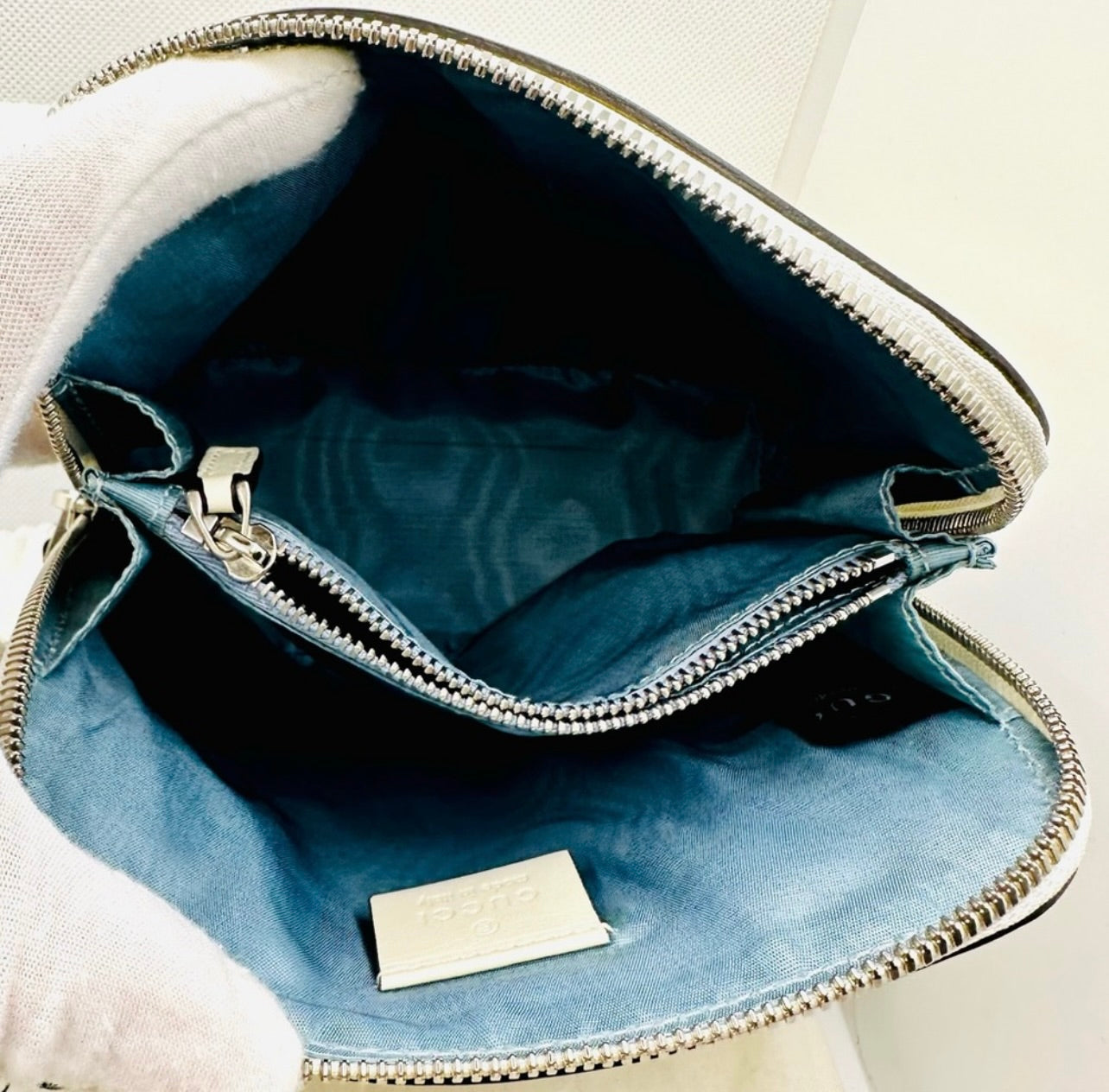 GUCCI x Sega White/Gold Leather GUCCY Mini Crossbody Bag