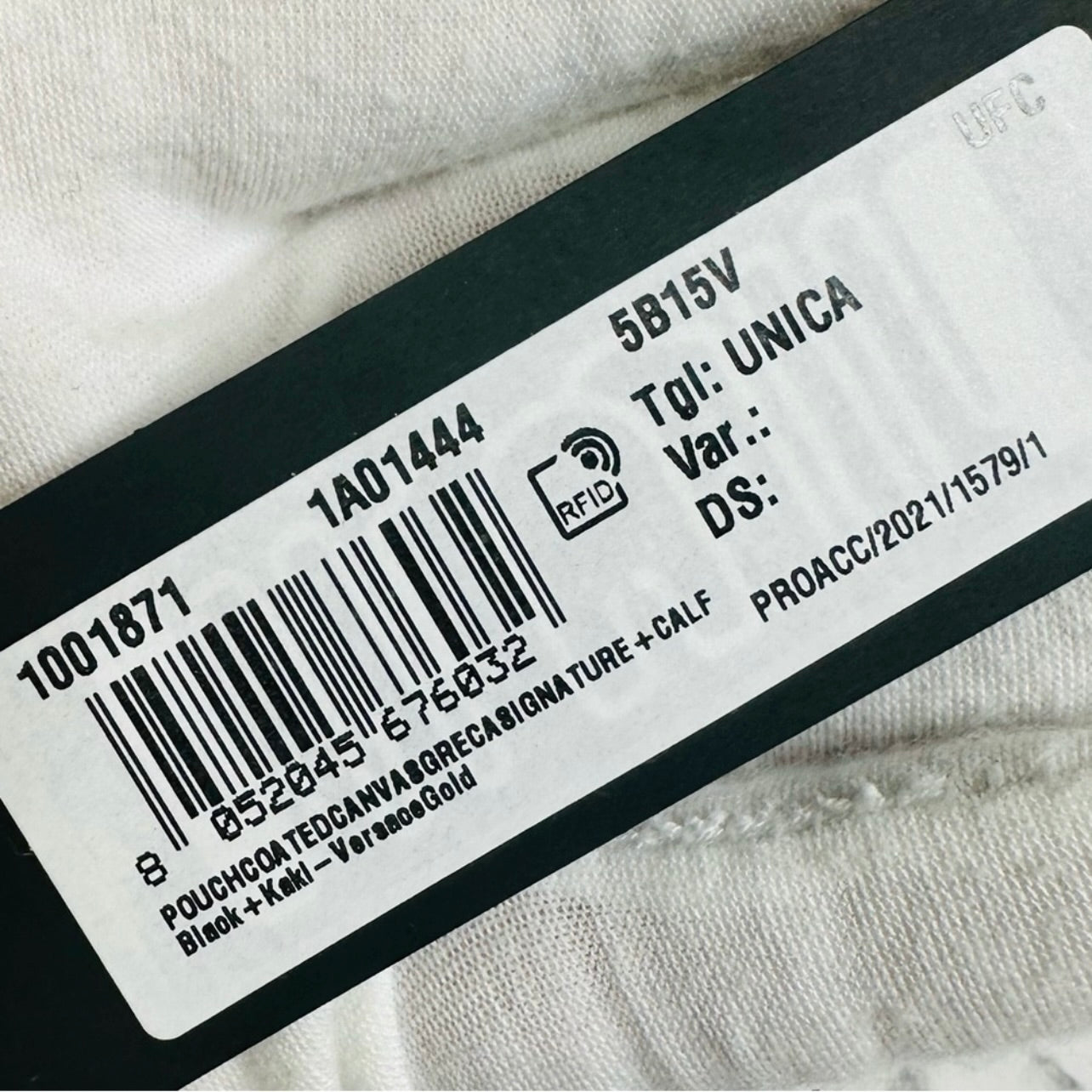 New Versace Khaki/Tan/Black La Greca & Black Leather Signature Modular Pouch