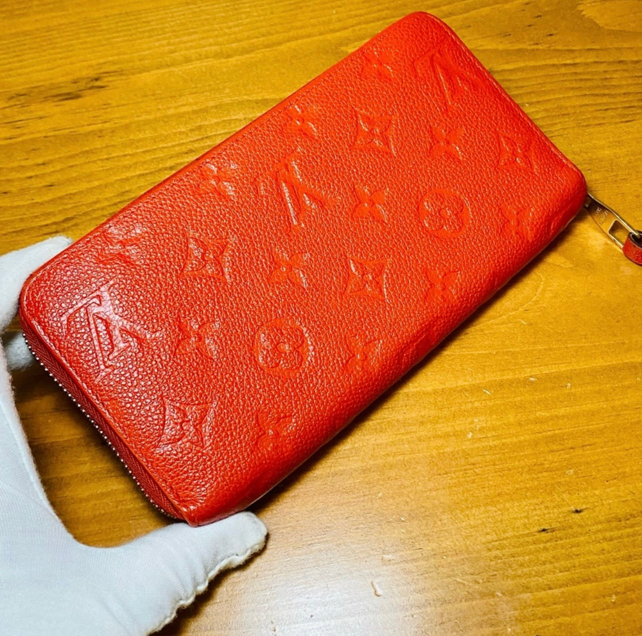 Louis Vuitton Red Poppy Supple Monogram Empreinte Leather Zippy Wallet