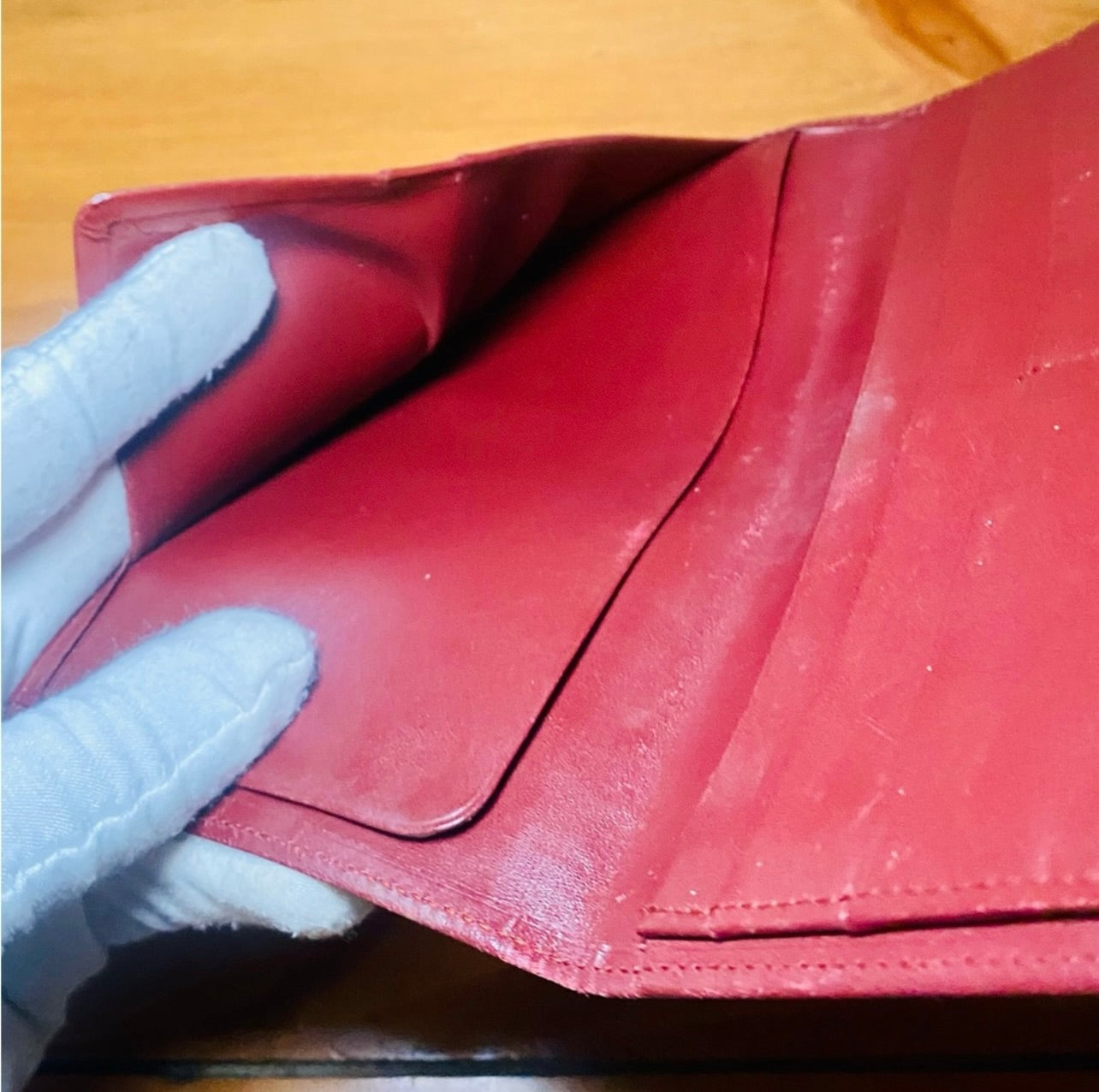 Unisex Must De Cartier Vintage Bordeaux Leather Long Bifold Wallet